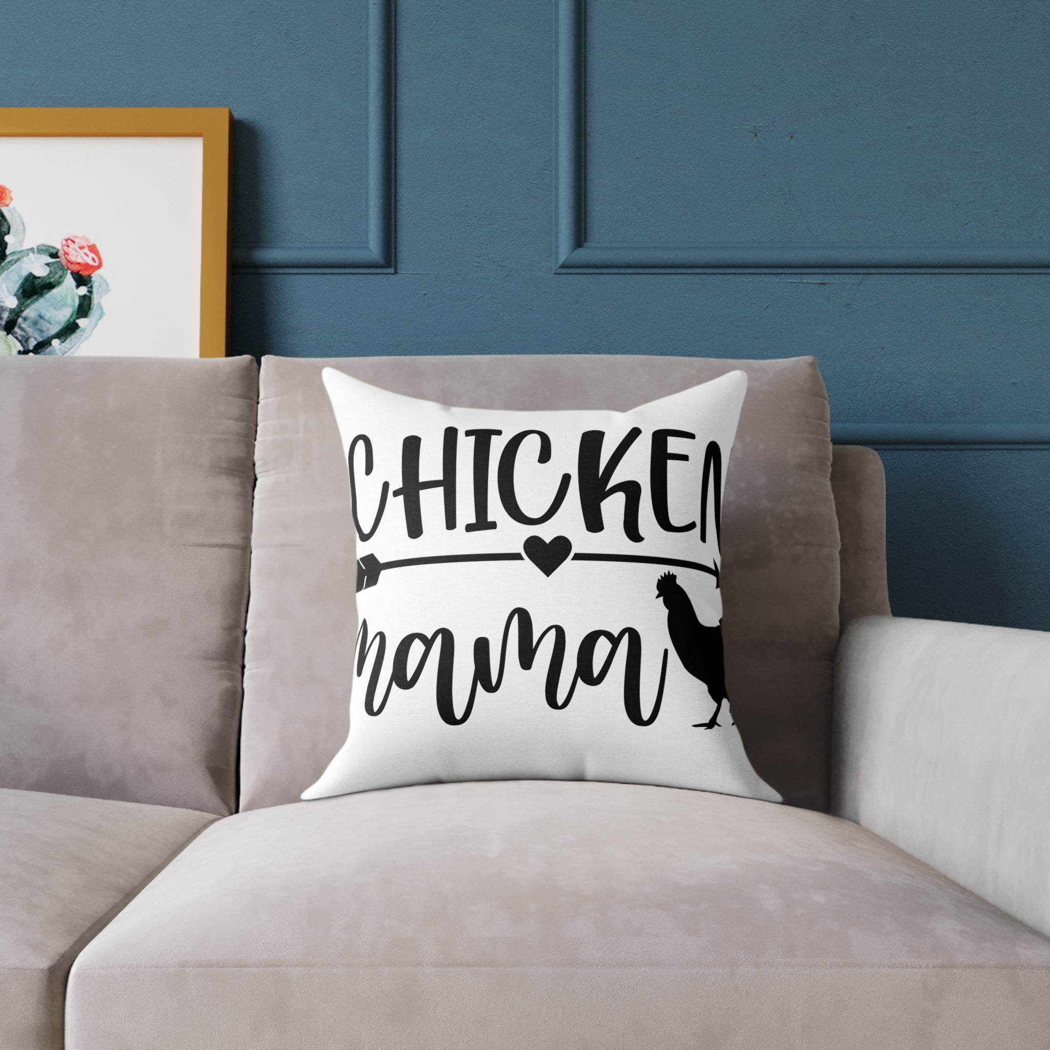 Chicken Mama Throw Pillow – Farmhouse Chicken Decor Cushion, Rustic Homestead Accent Pillow, Country Cottage Home Decor