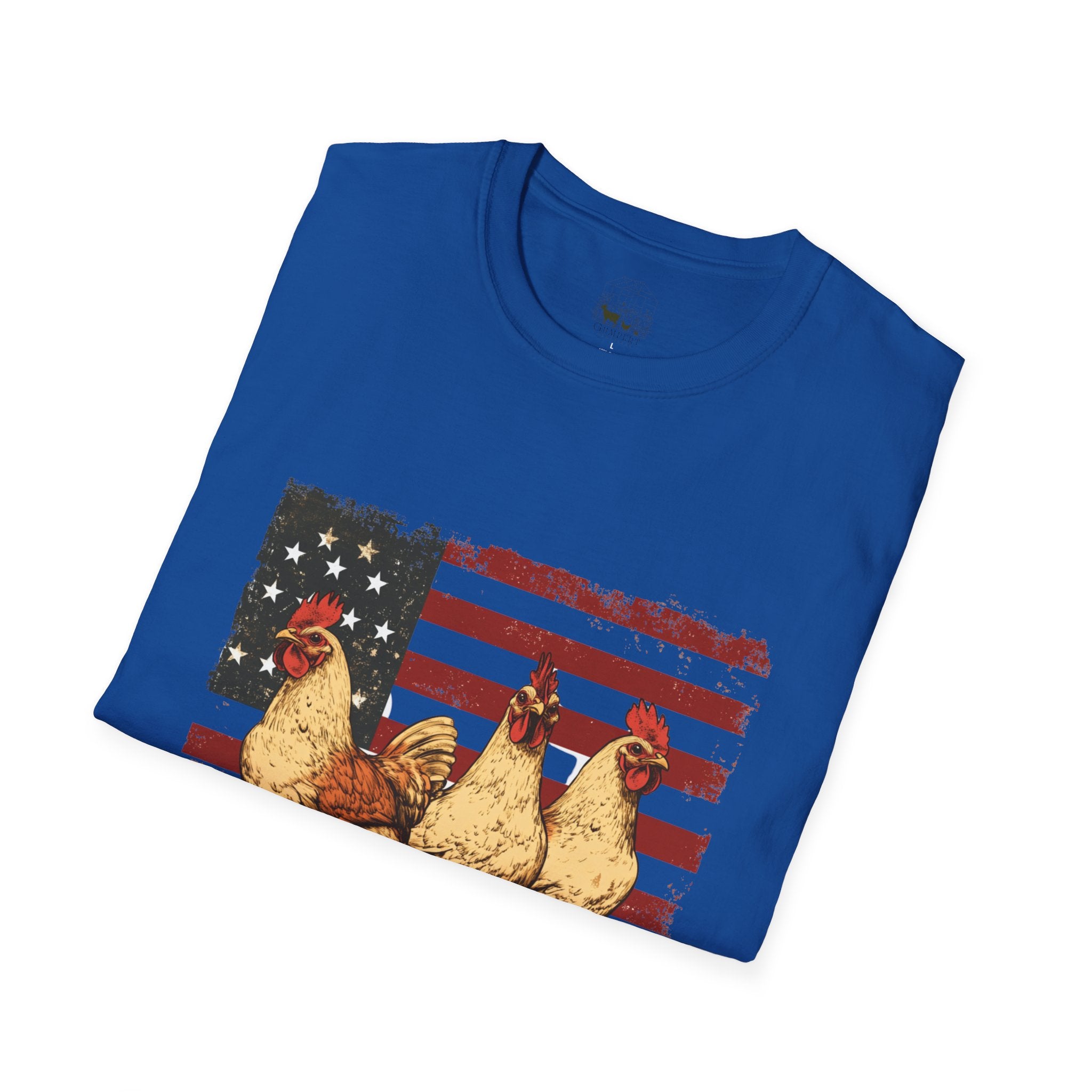 American Flag Chickens T-Shirt – American Flag Hen Shirt, Farm Life Tee, 4th of July Chicken Shirt, Backyard Chicken Keeper Gift, Homestead Farm Apparel