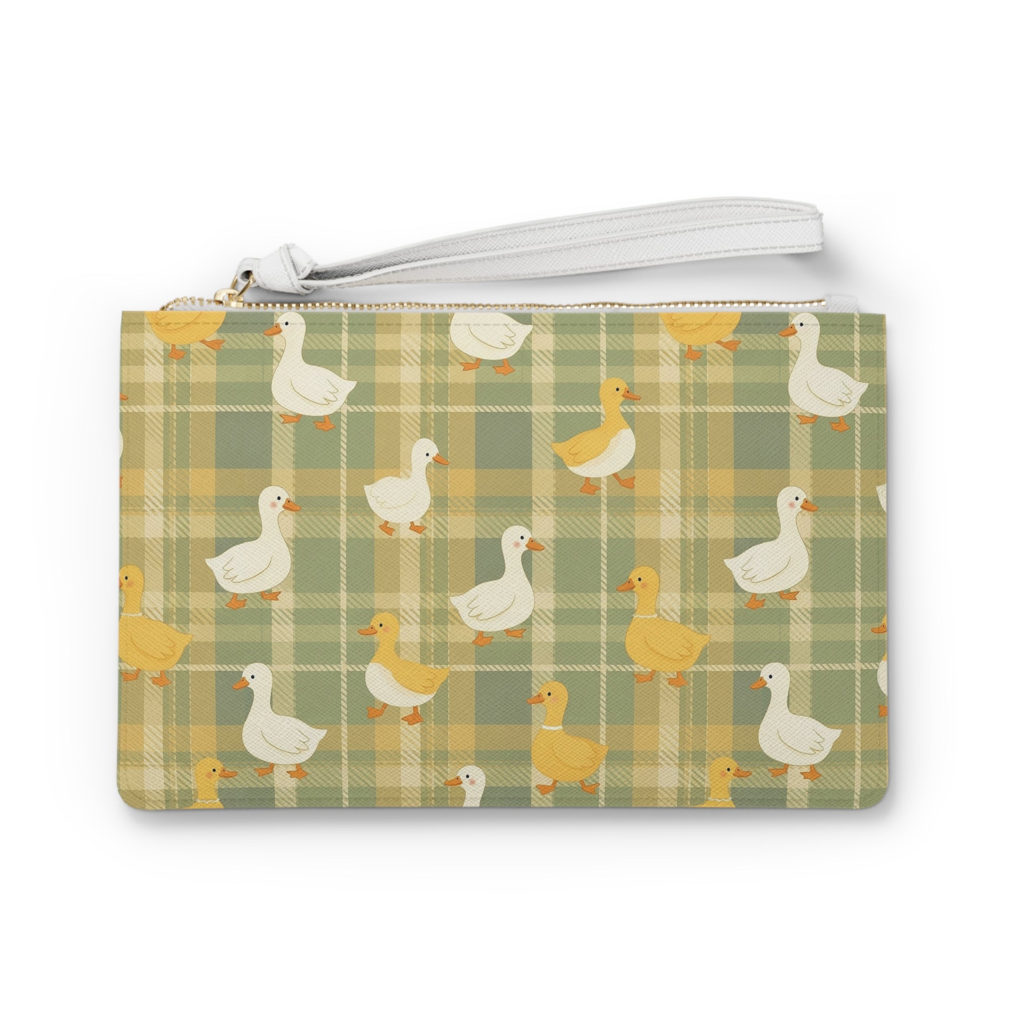 Gingham Goose Clutch Bag | Cottagecore Farmhouse Wristlet Purse | Goose Pattern Makeup Bag | Country Farm Animal Zipper Pouch | Homestead Gift