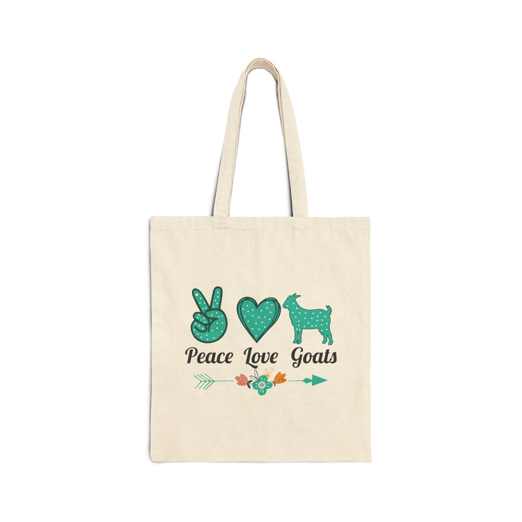 Peace Love Goats Canvas Tote Bag – Goat Mom Market Bag, Farmhouse Goat Lover Reusable Tote, Homestead Shopping Bag