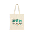 Peace Love Goats Canvas Tote Bag – Goat Mom Market Bag, Farmhouse Goat Lover Reusable Tote, Homestead Shopping Bag
