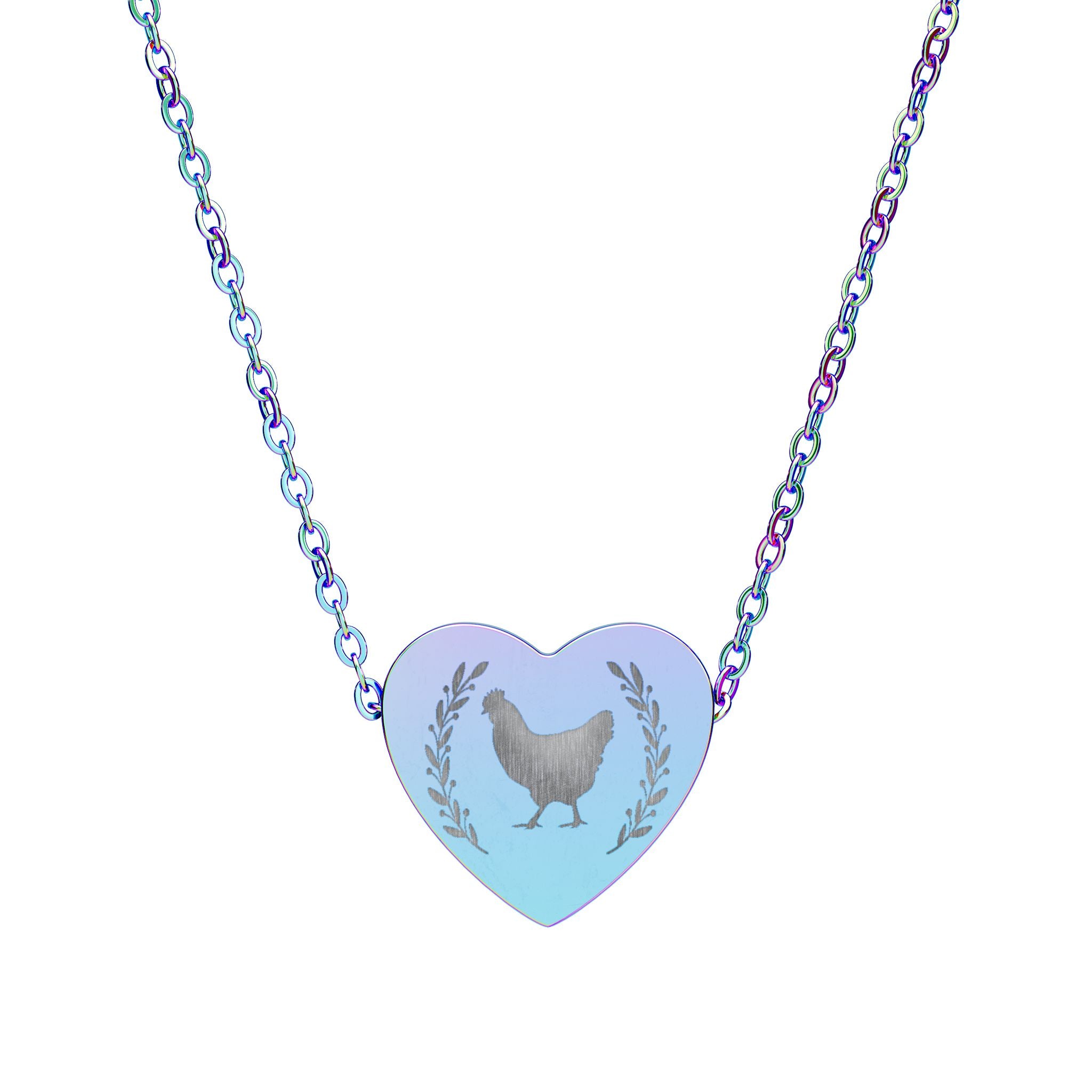 Hen Heart Necklace – Chicken Lover Jewelry, Farmhouse Stainless Steel Necklace, Backyard Chicken Gift
