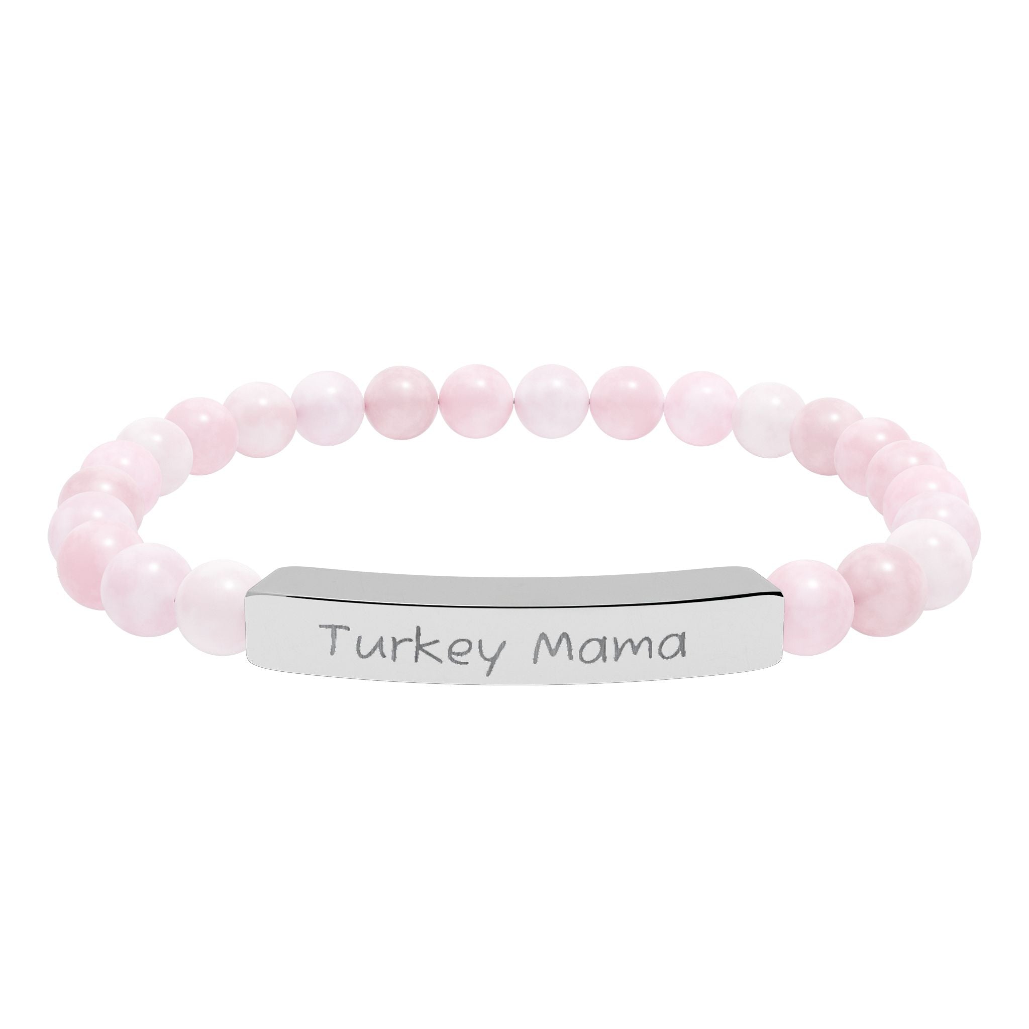 Turkey Mama Natural Stone Stretch Bracelet – Engraved Turkey Lover Jewelry, Farm Mom Gift, Rustic Homestead Bracelet