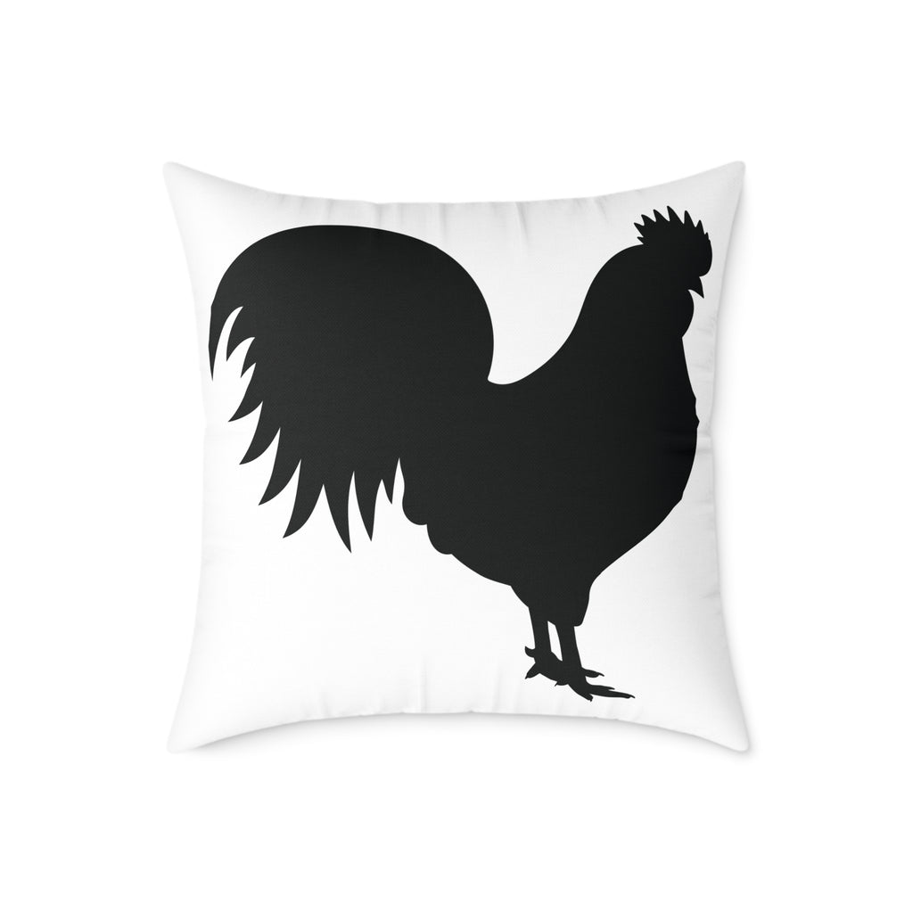 Farmhouse Rooster Silhouette Throw Pillow – Rustic Chicken Decor Cushion, Neutral Country Homestead Accent Pillow
