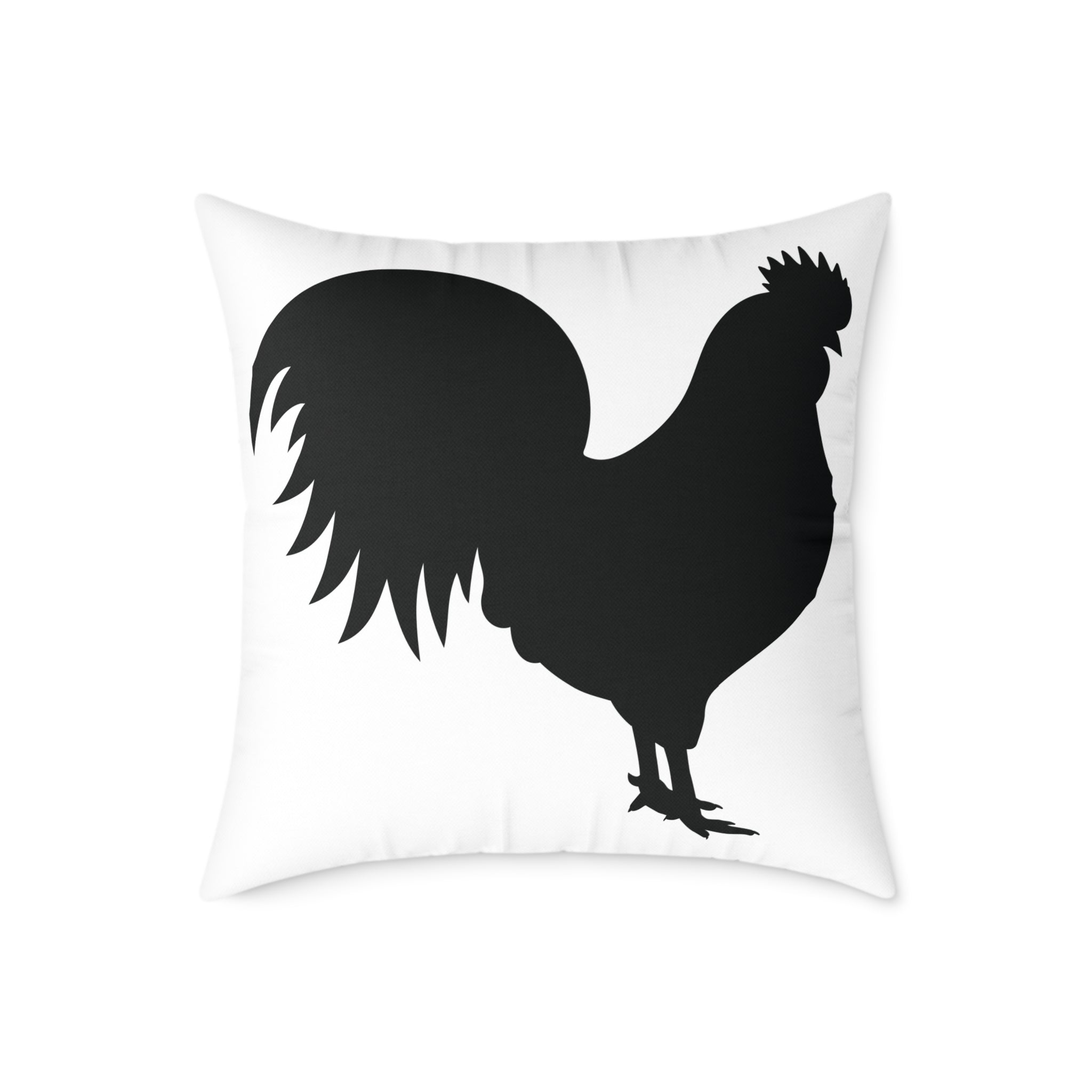Farmhouse Rooster Silhouette Throw Pillow – Rustic Chicken Decor Cushion, Neutral Country Homestead Accent Pillow