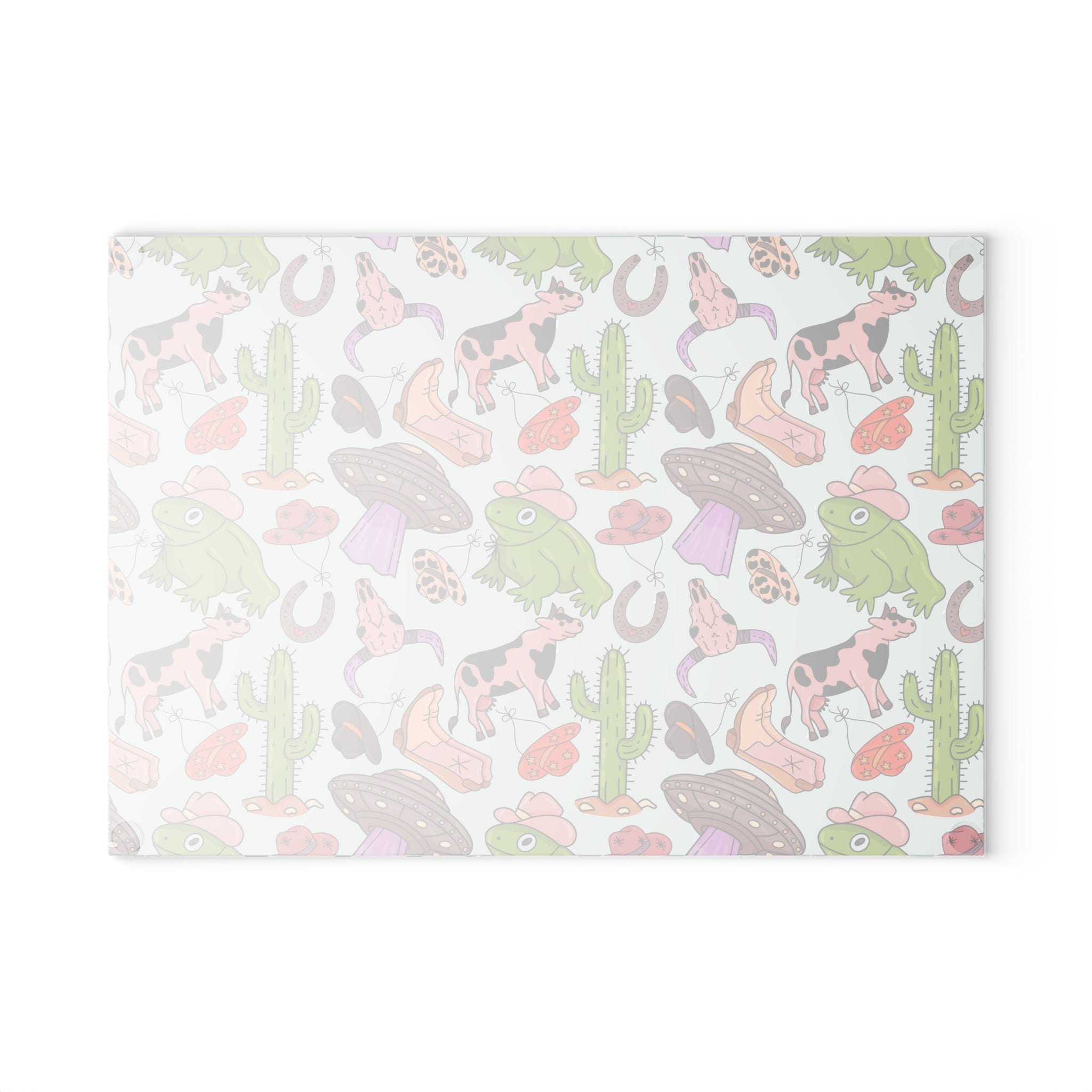 Cowgirl Western Glass Cutting Board | Pink Western Kitchen Decor | Cowboy Boots & Cactus Tempered Glass Cutting Board | Gumpert Homestead