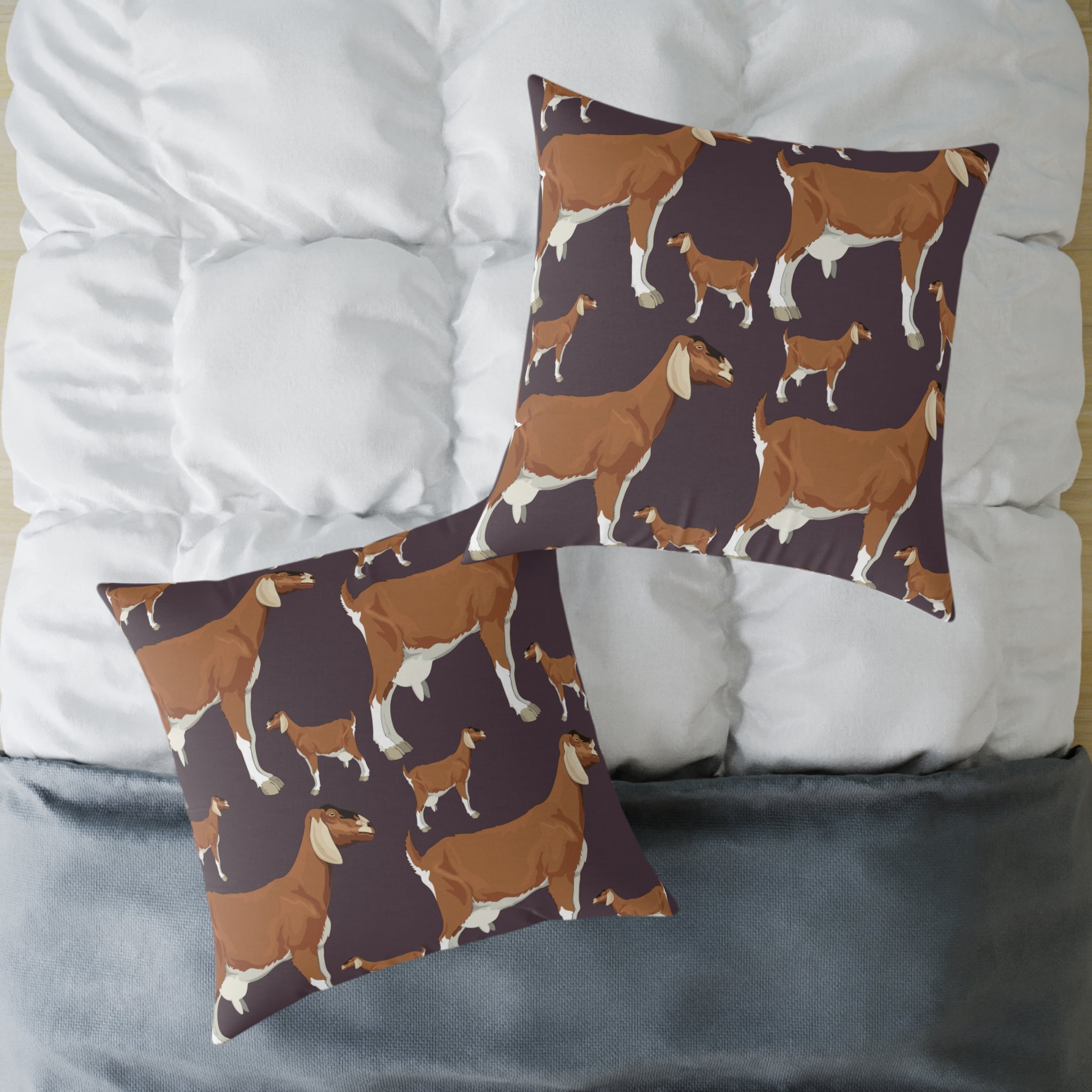 Goat Throw Pillow | Farmhouse Goat Accent Pillow | Rustic Goat Home Decor Cushion | Country Farm Animal Pillow | Gumpert Homestead