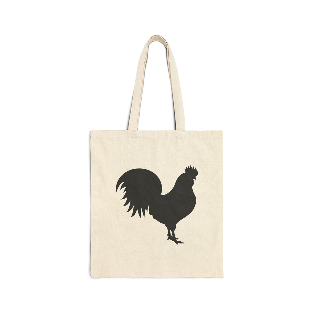 Rooster Silhouette Canvas Tote Bag – Farmhouse Chicken Market Bag, Minimalist Homestead Reusable Tote
