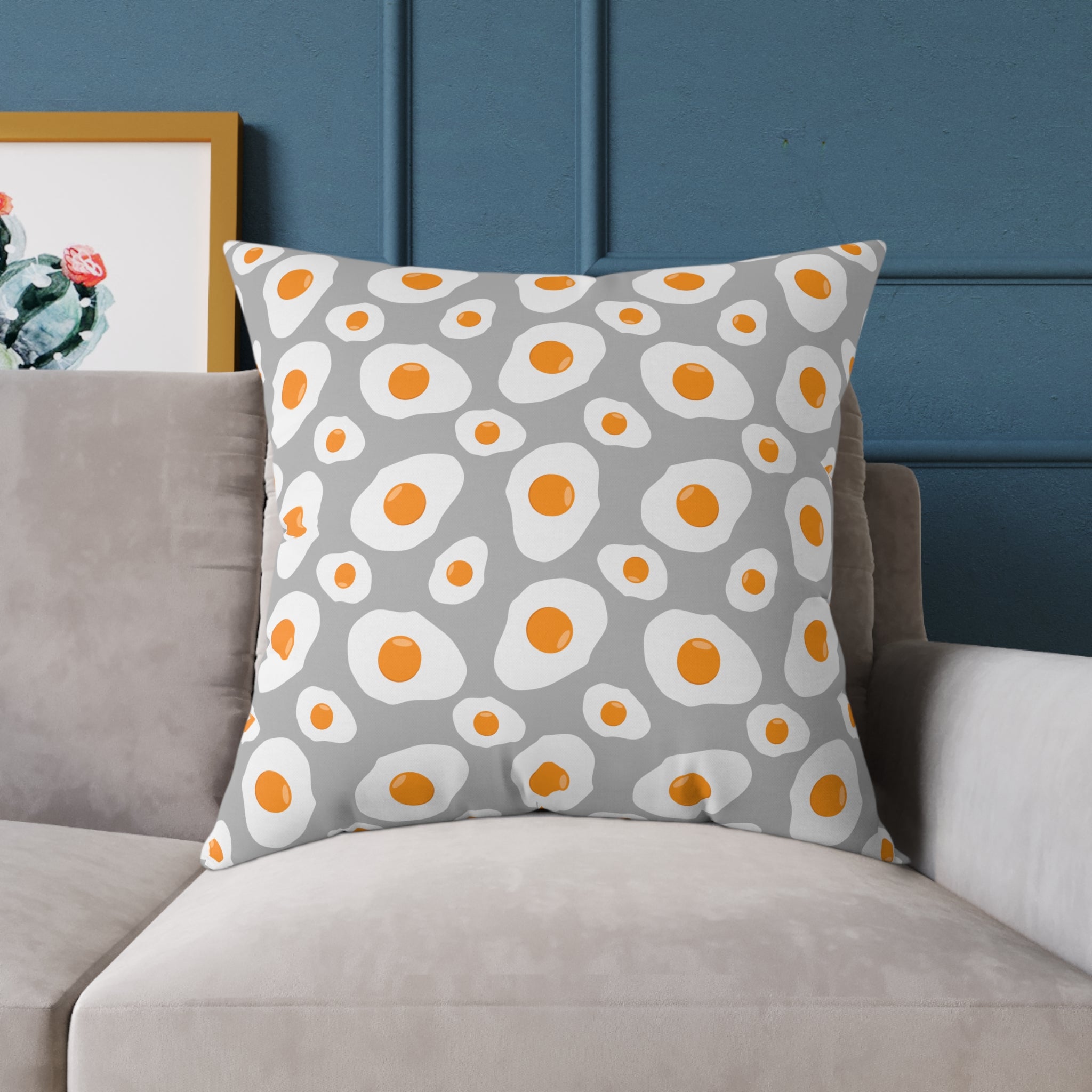 Funny Fried Egg Throw Pillow | Farmhouse Kitchen Decor Cushion | Breakfast Lover Accent Pillow | Cute Foodie Home Decor | Gumpert Homestead