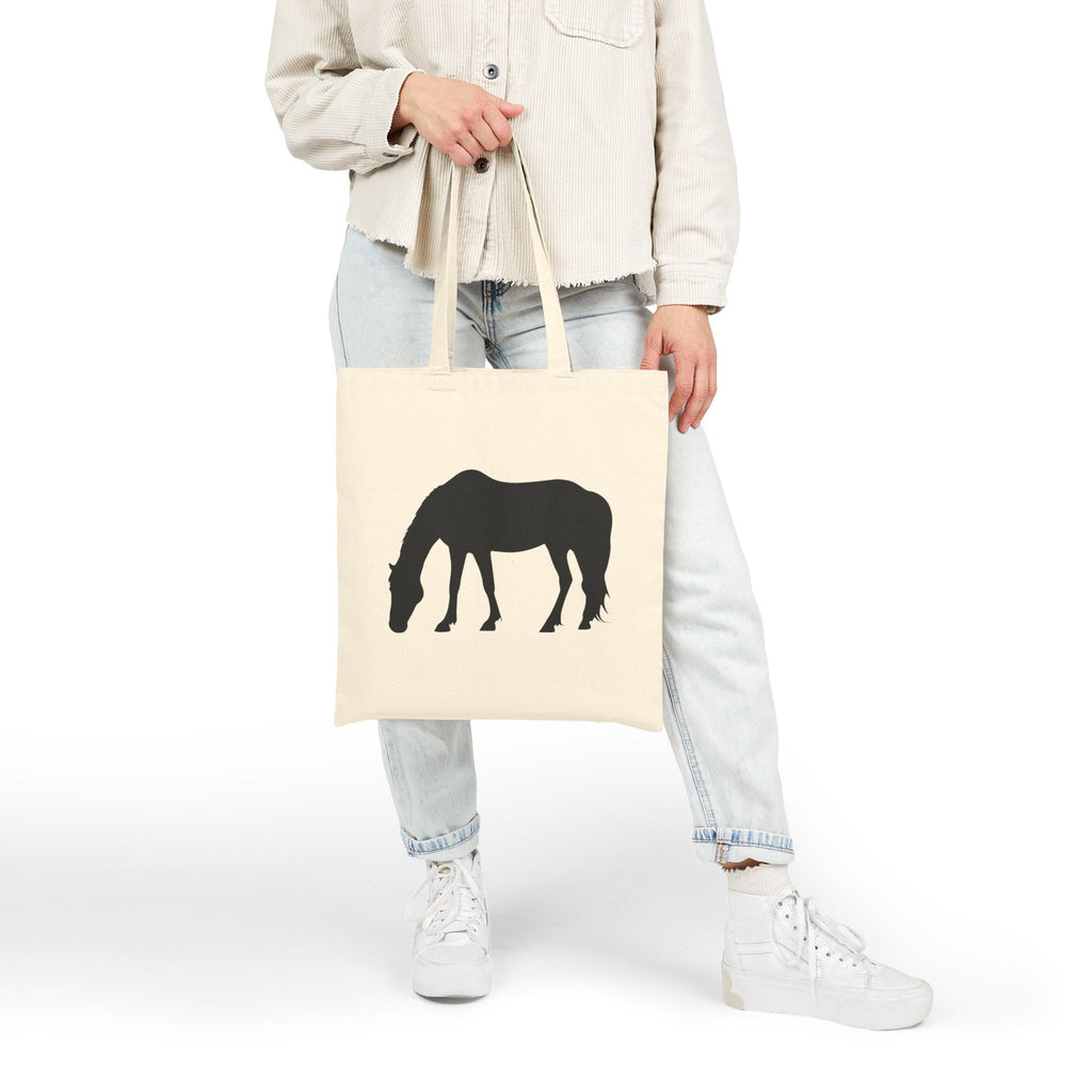 Horse Silhouette Canvas Tote Bag | Equestrian Farm Tote | Minimalist Horse Lover Market Bag | Rustic Farmhouse Country Tote