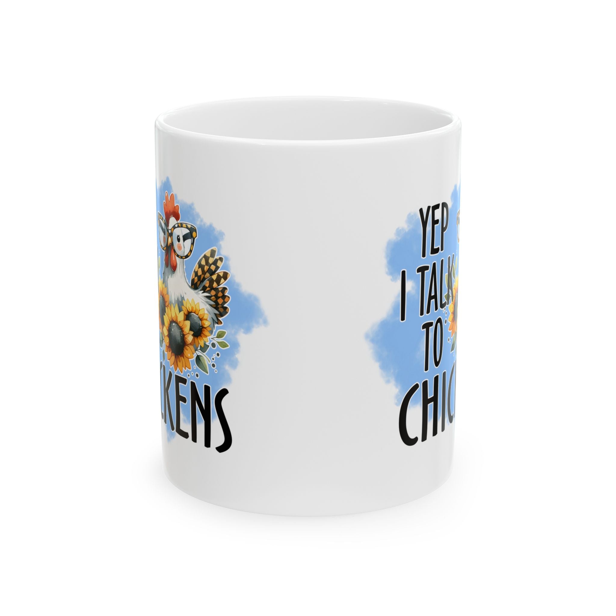 Yep I Talk to Chickens Ceramic Mug – Funny Chicken Mom Coffee Cup, Farm Homestead Mug (11oz, 15oz)