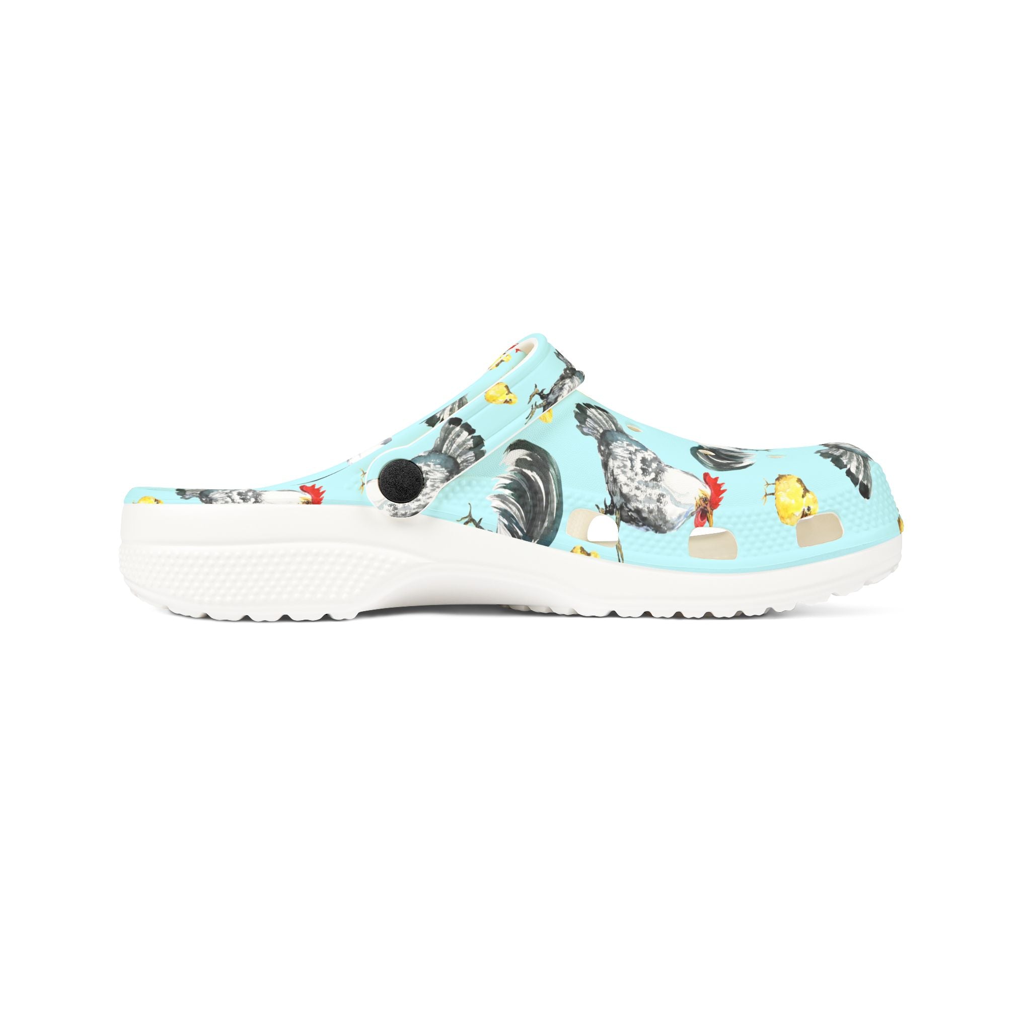 Chicken Print EVA Clogs – Farm Life Chicken Shoes, Backyard Chicken Slip-On, Homestead Comfort Clogs