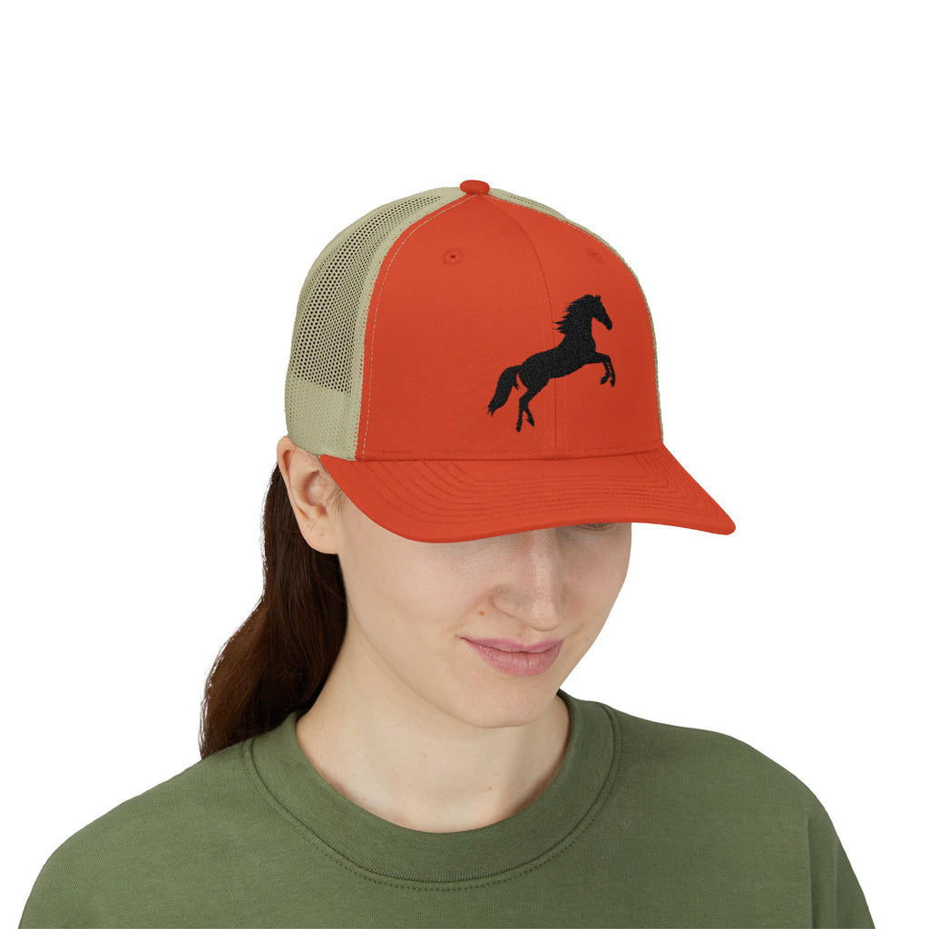 Rearing Horse Trucker Hat | Western Equestrian Mesh Snapback Cap | Rustic Ranch Horse Lover Hat | Farm Life Country Cowboy Cap