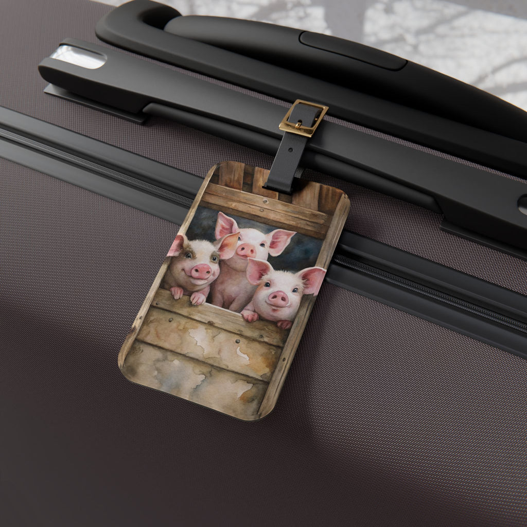 Pig Luggage Tag | Farmhouse Travel Accessory | Cute Pig Suitcase Tag | Rustic Farm Animal Bag Identifier | Gumpert Homestead