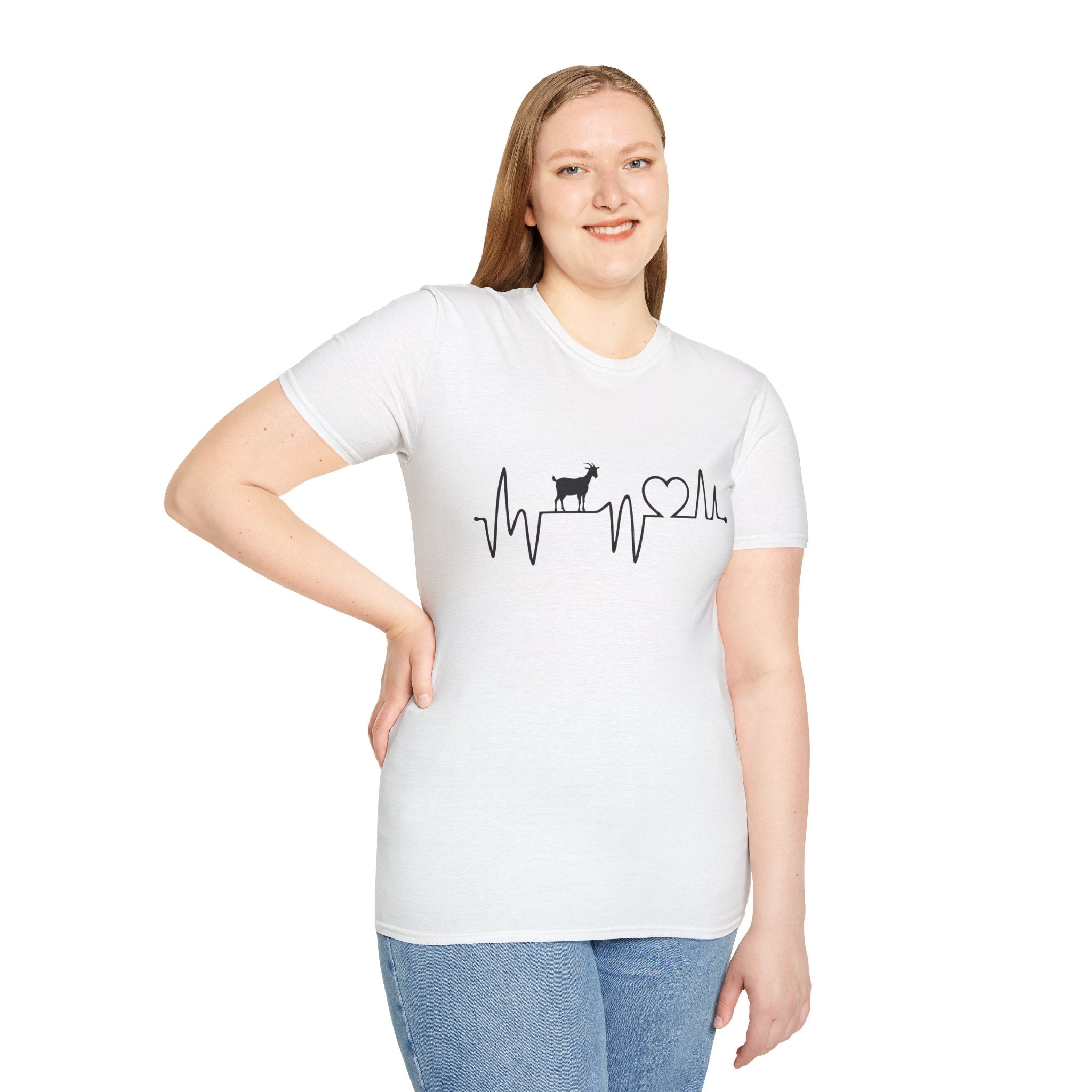 Goat Heartbeat Unisex T-Shirt | Minimalist Goat Lover ECG Farm Life Tee