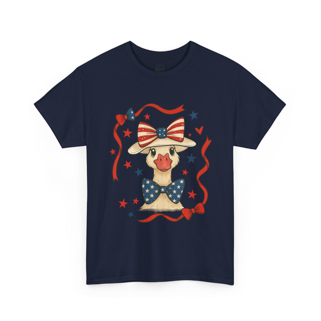 4th of July Goose T-Shirt | Patriotic Farm Goose Graphic Tee | Americana Country Shirt | Red White Blue Farm Animal Shirt | Homestead Summer Apparel