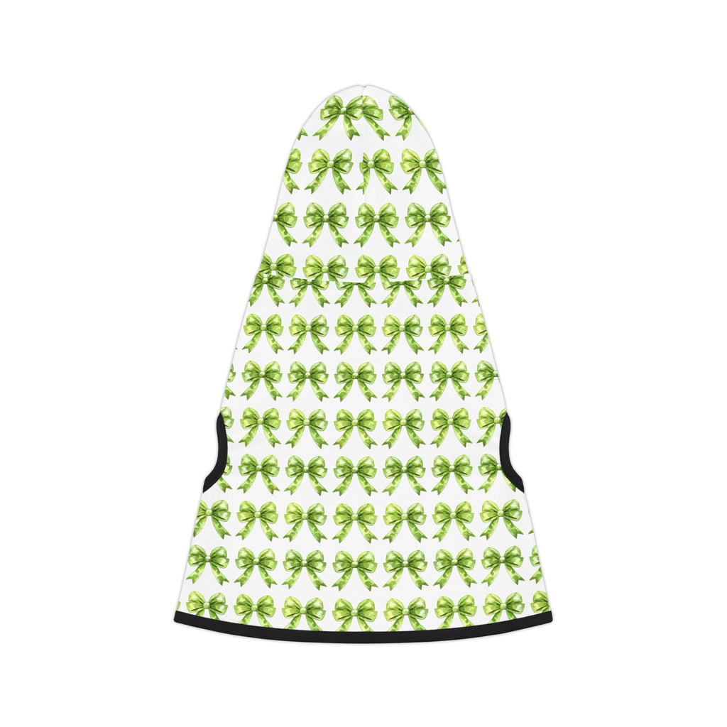 Green Coquette Bows Cute Pet Hoodie - Adorable Puppy Sweater, Small Dog Outfit, Furry Friend Gift, Pet Apparel, Animal Lover Present