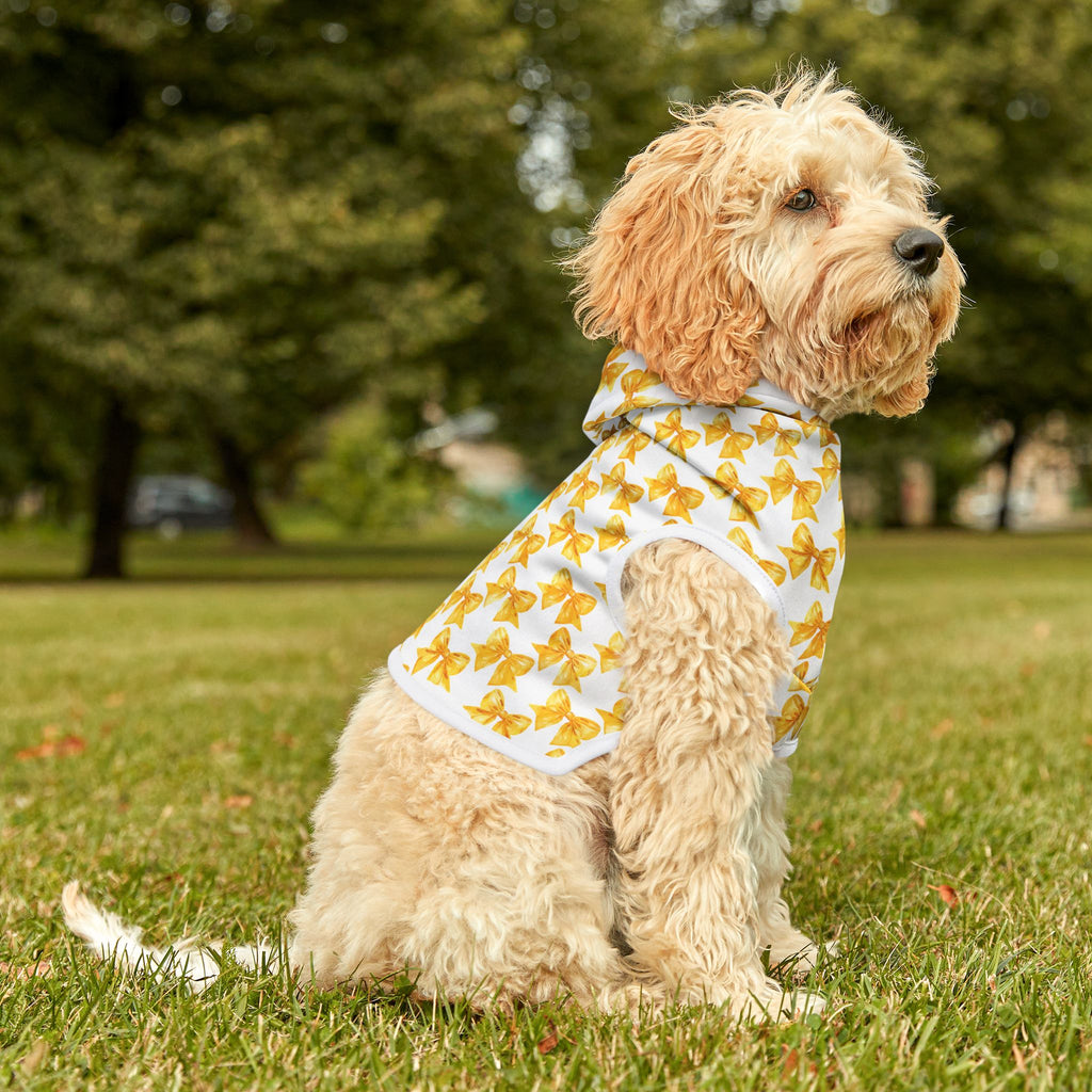 Yellow Coquette Bows Cute Pet Hoodie - Adorable Puppy Sweater, Small Dog Outfit, Furry Friend Gift, Pet Apparel, Animal Lover Present