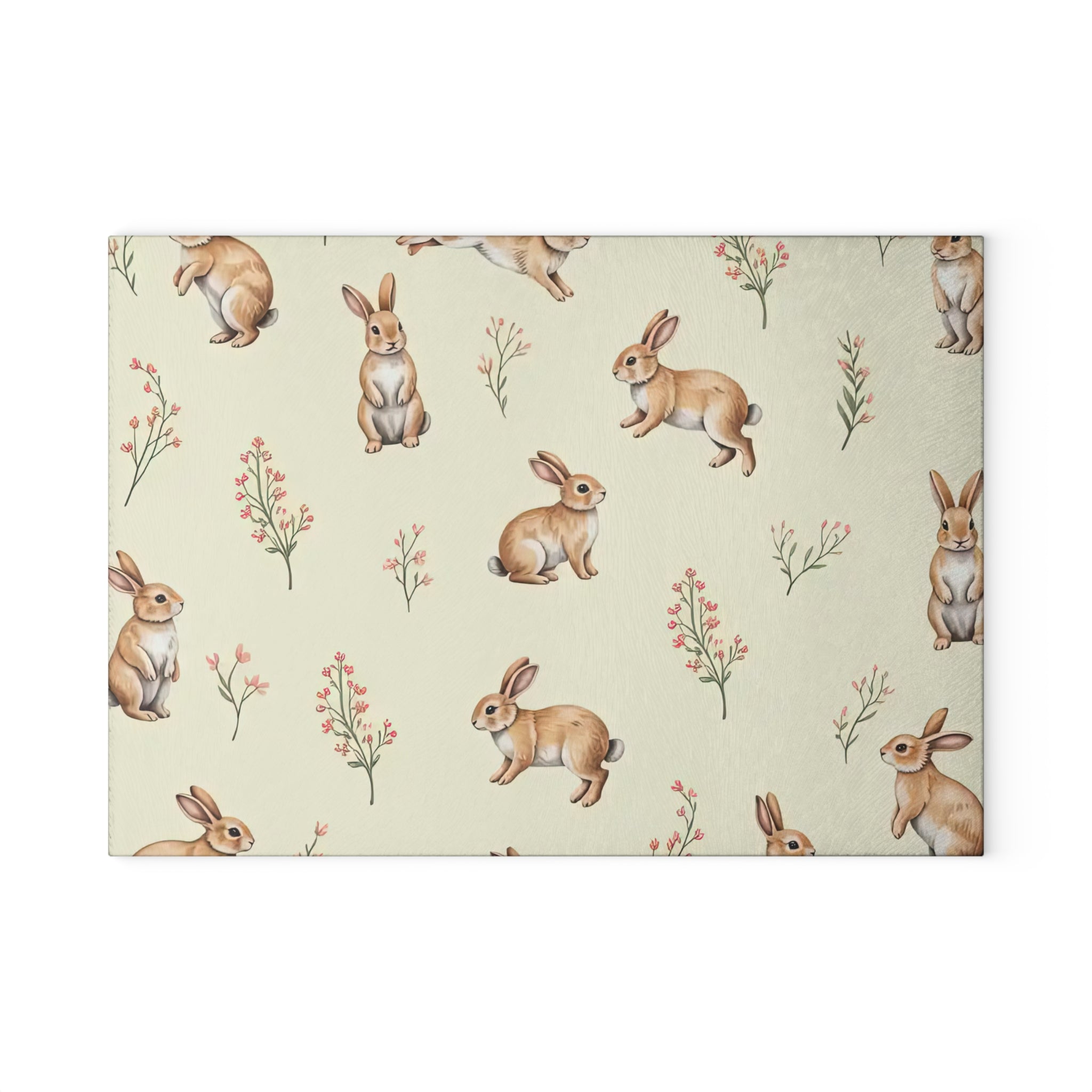 Cottagecore Bunny Glass Cutting Board | Rabbit Kitchen Decor | Farmhouse Bunny Tempered Glass Cutting Board | Gumpert Homestead