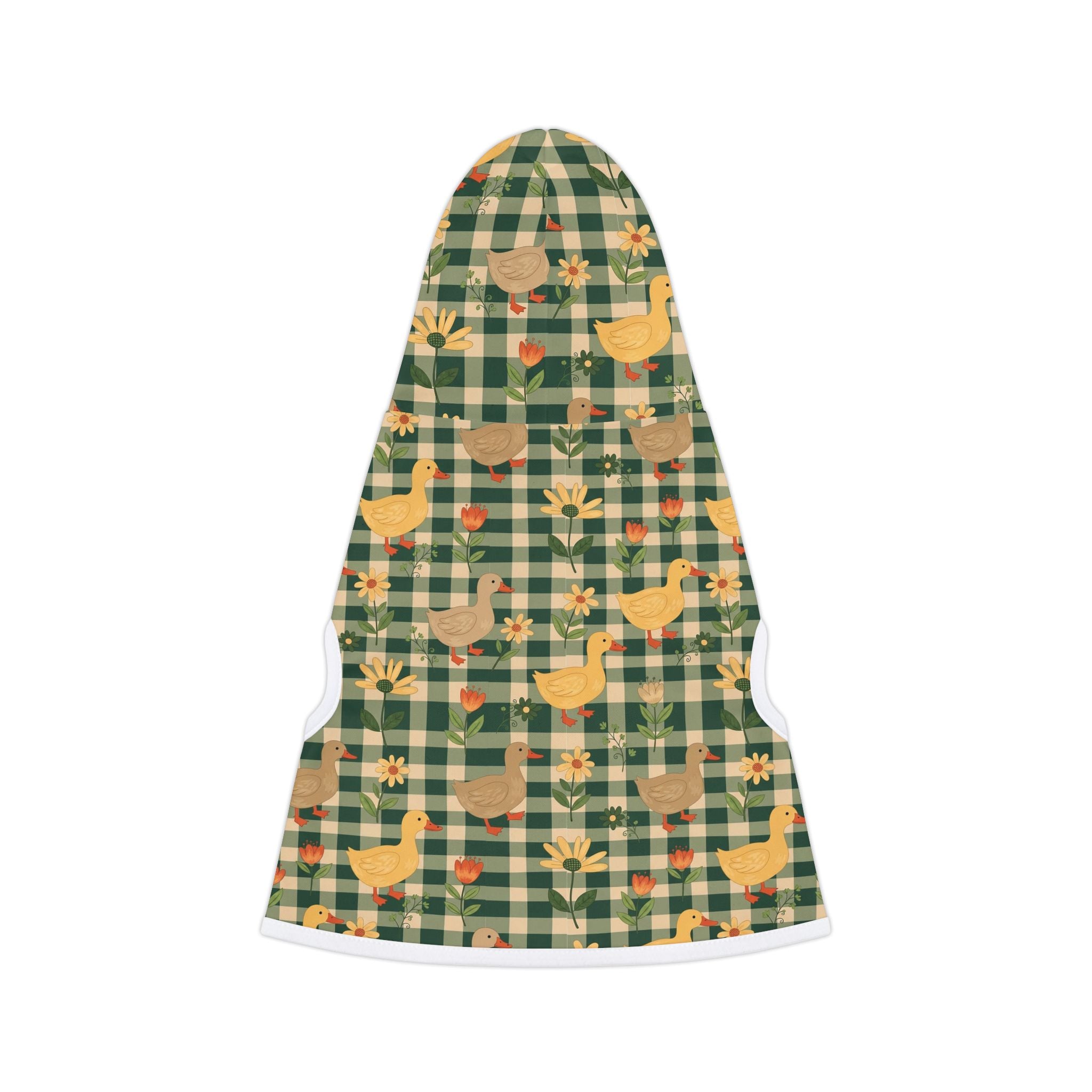 Farmhouse Duck Gingham Pet Hoodie | Cottagecore Goose Dog Hoodie | Country Farm Pet Sweater | Cozy Farm Animal Pet Apparel | Rustic Homestead Dog Hoodie | Small Dog Farm Outfit