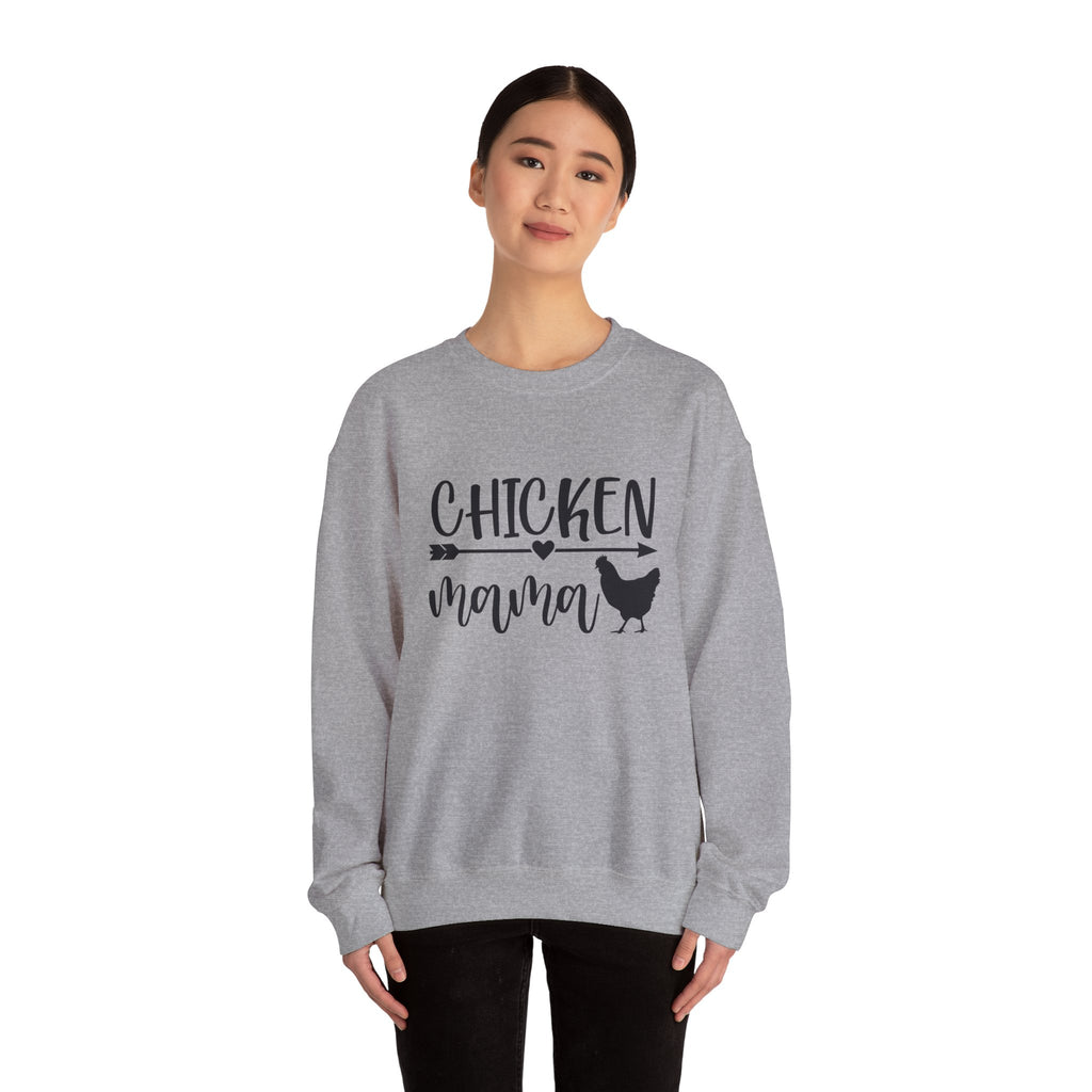 Chicken Mama Sweatshirt – Farmhouse Chicken Mom Crewneck, Rustic Homestead Pullover, Unisex Gildan 18000