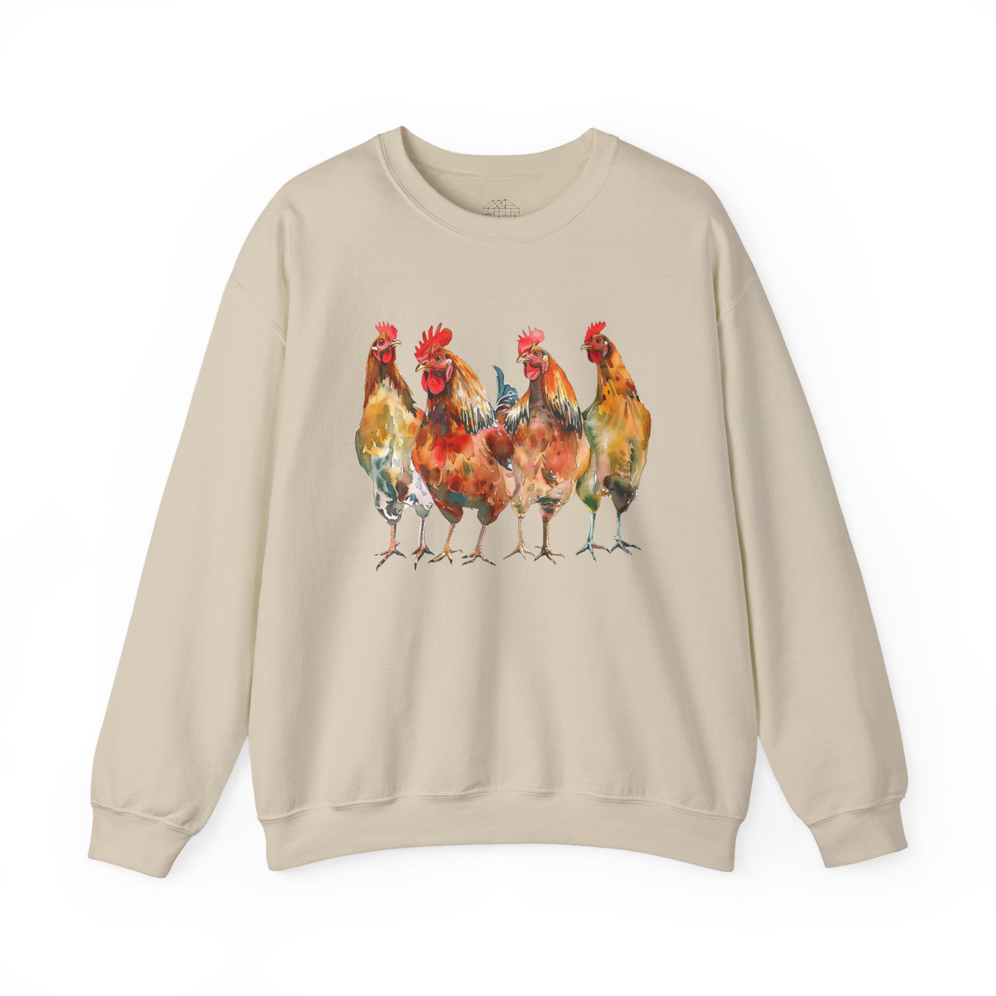 Chicken Flock Sweatshirt – Farmhouse Hen Lineup Crewneck, Cozy Homestead Chicken Mom Pullover, Unisex Gildan 18000