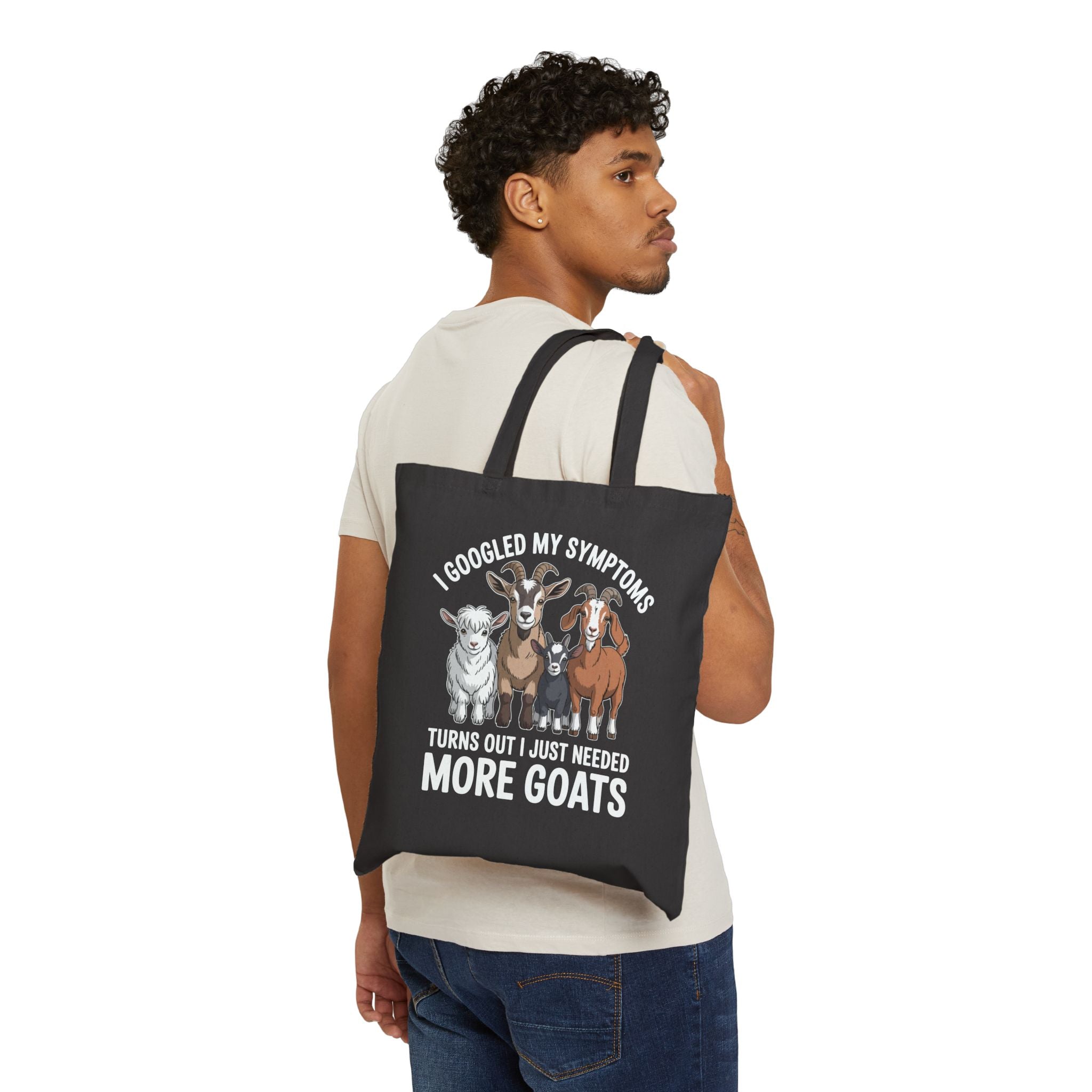 Funny Goat Tote Bag | “I Googled My Symptoms Turns Out I Just Needed More Goats” Canvas Bag | Goat Lover Gift | Farm Life Tote | Gumpert Homestead
