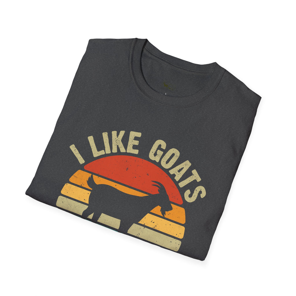 “I Like Goats & Maybe Like 3 People” Vintage Goat Lover Unisex Softstyle T-Shirt | Funny Farm Life Tee
