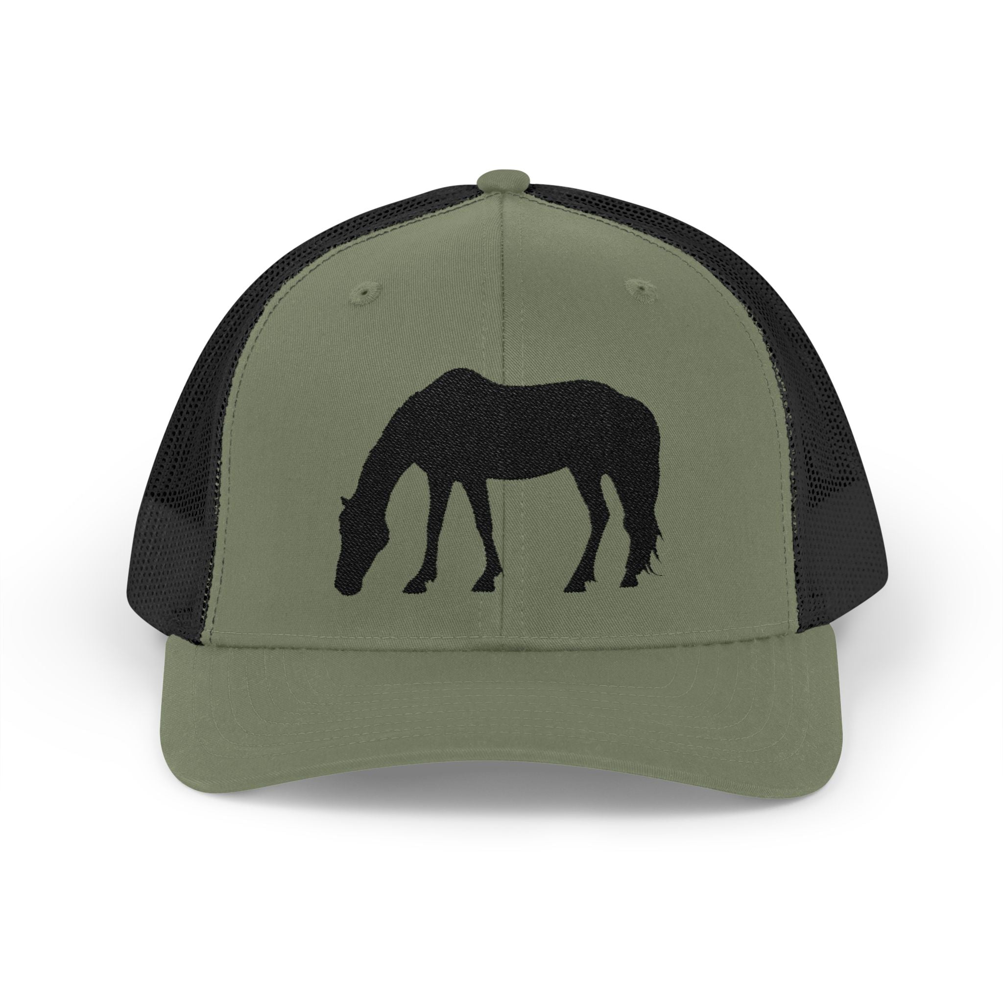 Grazing Horse Trucker Hat | Farm Life Mesh Snapback Cap | Equestrian Horse Lover Hat | Rustic Ranch & Cottagecore Farm Cap
