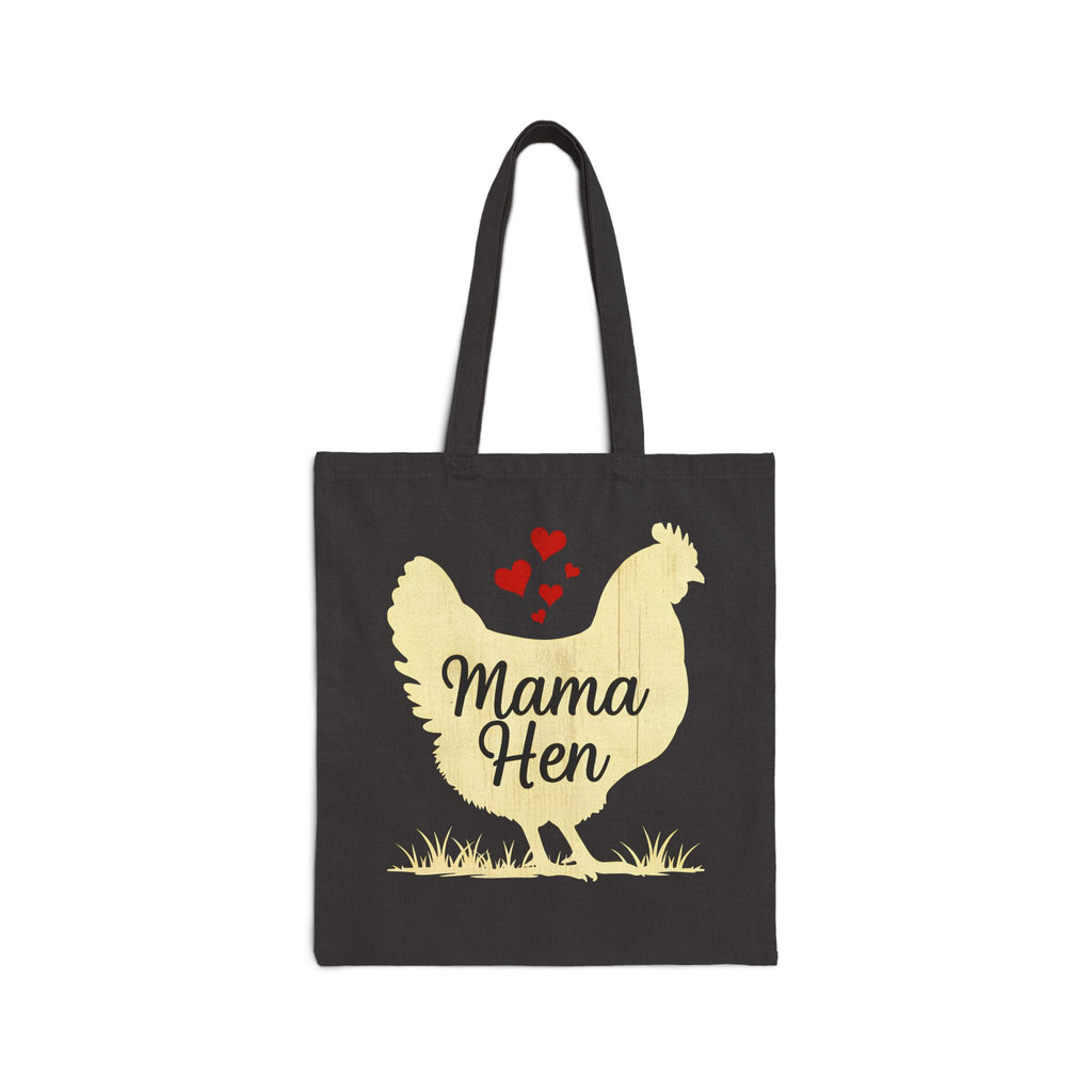 Mama Hen Canvas Tote Bag – Chicken Mom Market Bag, Farmhouse Chicken Lover Tote, Reusable Homestead Shopping Bag