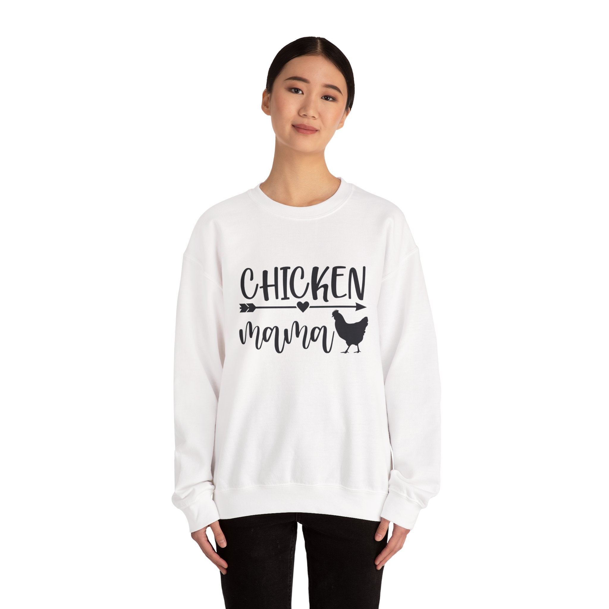 Chicken Mama Sweatshirt – Farmhouse Chicken Mom Crewneck, Rustic Homestead Pullover, Unisex Gildan 18000