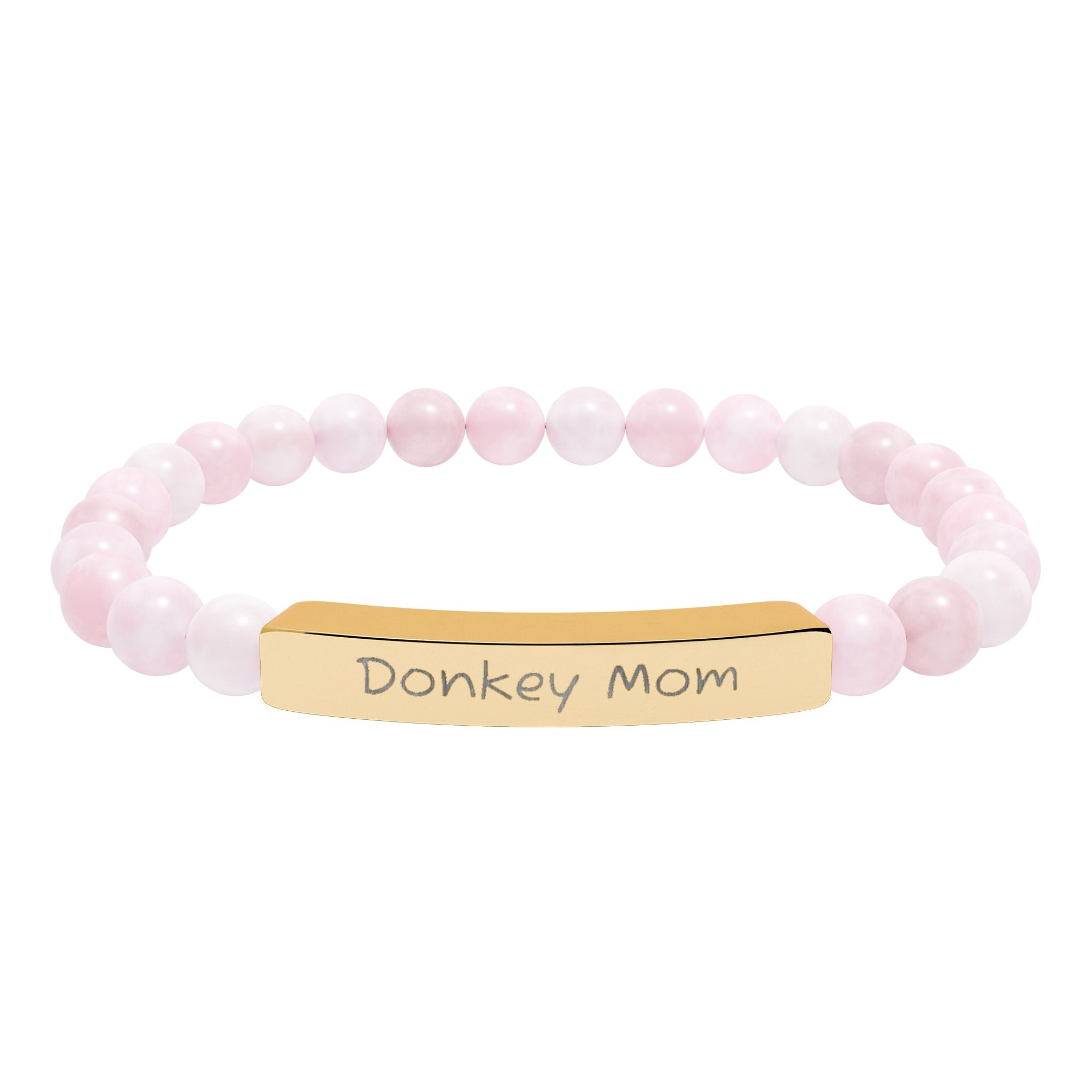 Donkey Mom Natural Stone Stretch Bracelet – Engraved Donkey Lover Jewelry, Farm Mom Gift, Rustic Homestead Bracelet
