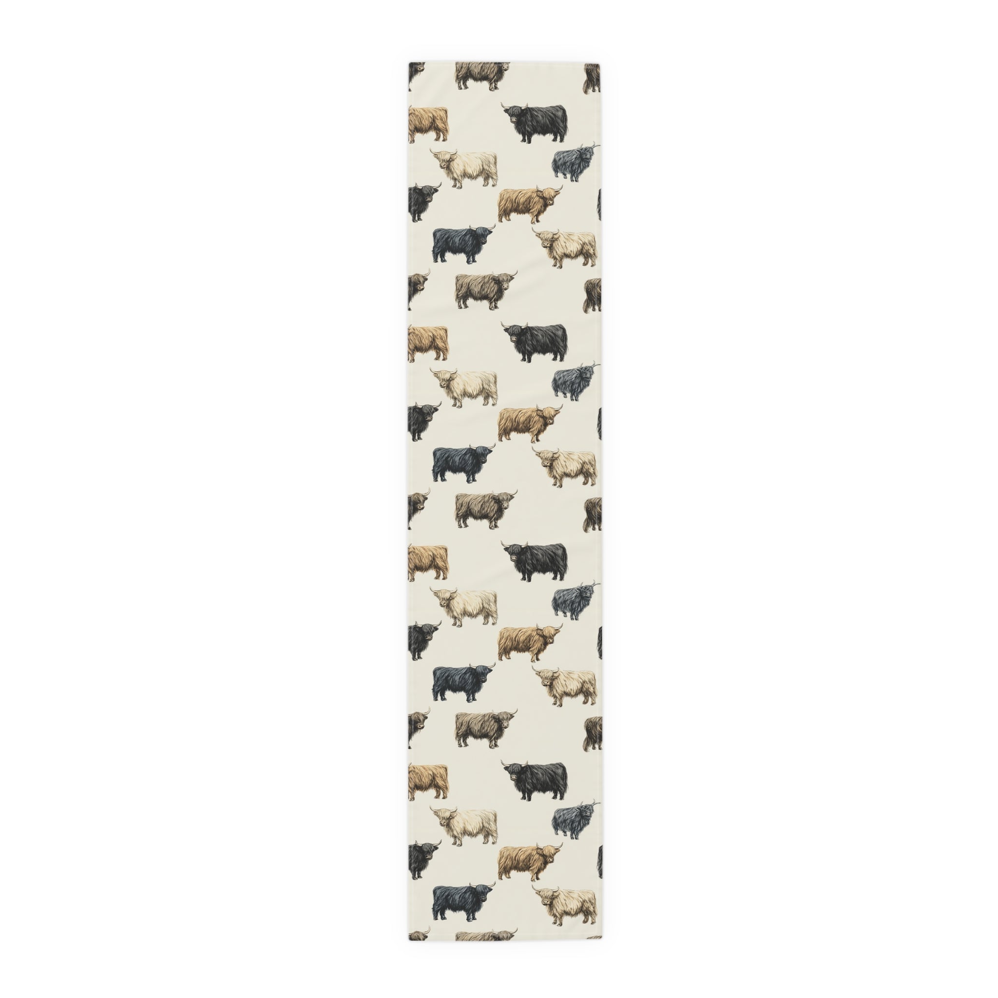Highland Cow Farmhouse Table Runner | Rustic Farm Cattle Kitchen Decor | Country Cottagecore Dining Table Linen | Homestead Cow Table Decor