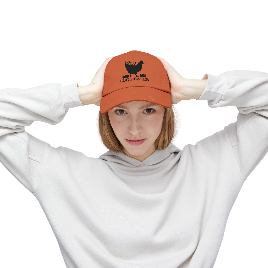 Local Egg Dealer Distressed Baseball Cap – Funny Chicken Hat, Farm Fresh Egg Seller Cap, Backyard Chicken Keeper Hat, Homestead Humor Gift