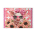 Floral Pig Glass Cutting Board – Cute Farm Pig Kitchen Decor, Sunflower Pig Cutting Board, Farmhouse Country Kitchen Gift