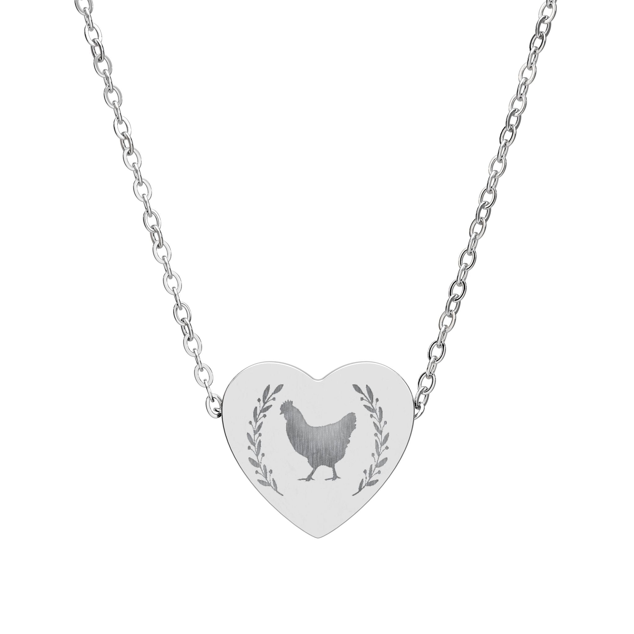 Hen Heart Necklace – Chicken Lover Jewelry, Farmhouse Stainless Steel Necklace, Backyard Chicken Gift