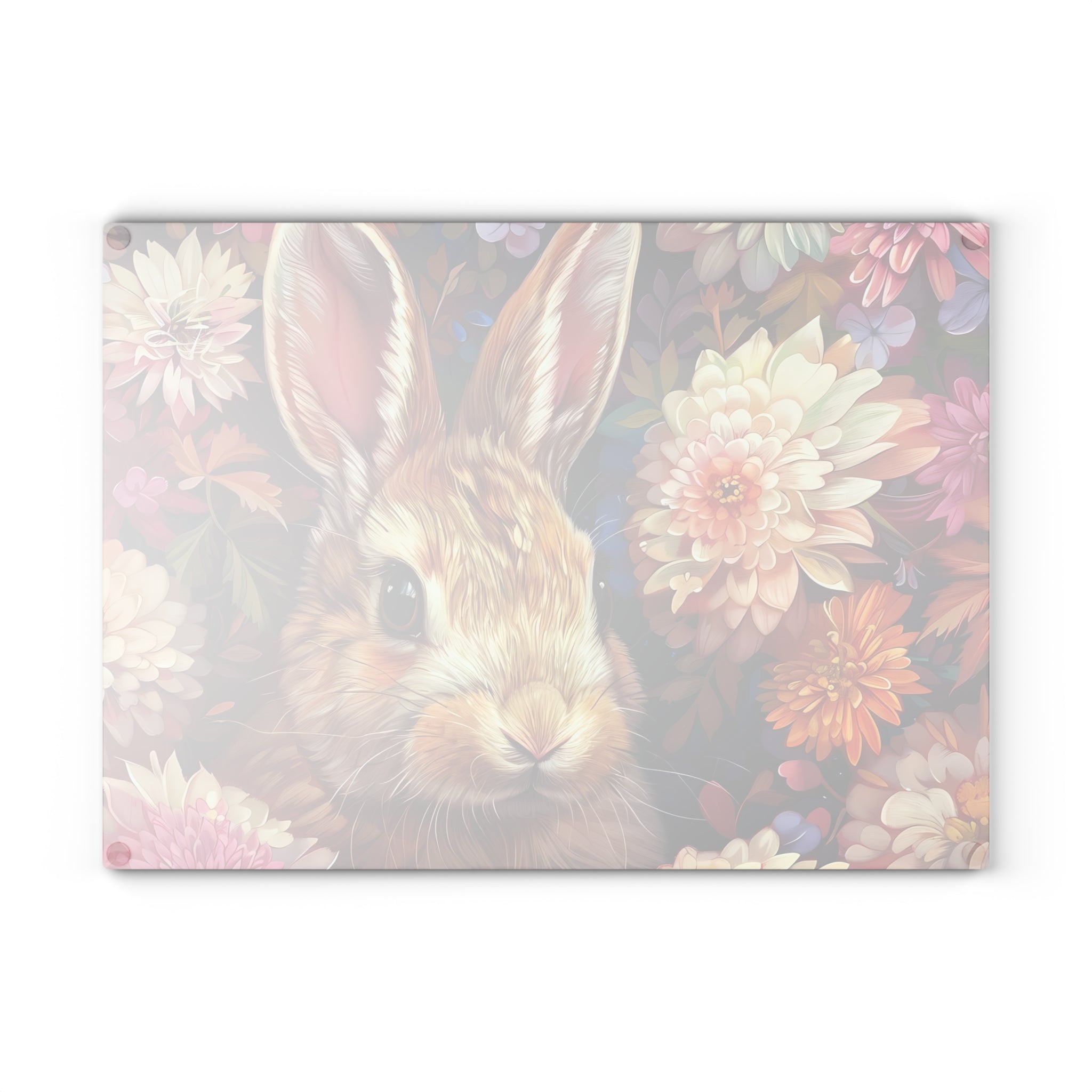 Floral Bunny Glass Cutting Board | Cottagecore Rabbit Kitchen Decor | Wildflower Bunny Tempered Glass Cutting Board | Gumpert Homestead