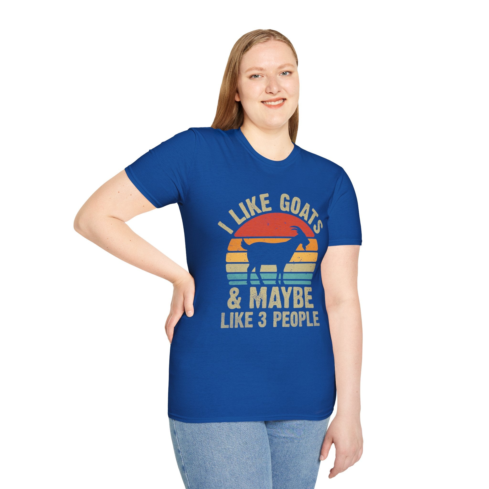 “I Like Goats & Maybe Like 3 People” Vintage Goat Lover Unisex Softstyle T-Shirt | Funny Farm Life Tee