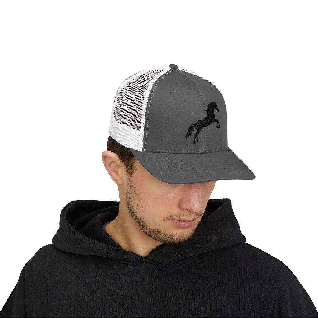 Rearing Horse Trucker Hat | Western Equestrian Mesh Snapback Cap | Rustic Ranch Horse Lover Hat | Farm Life Country Cowboy Cap