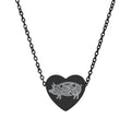Floral Pig Heart Necklace – Farm Pig Jewelry, Pig Lover Gift, Homestead Necklace, Mini Pig Pendant, Farm Animal Jewelry, Stainless Steel Engraved Heart Necklace