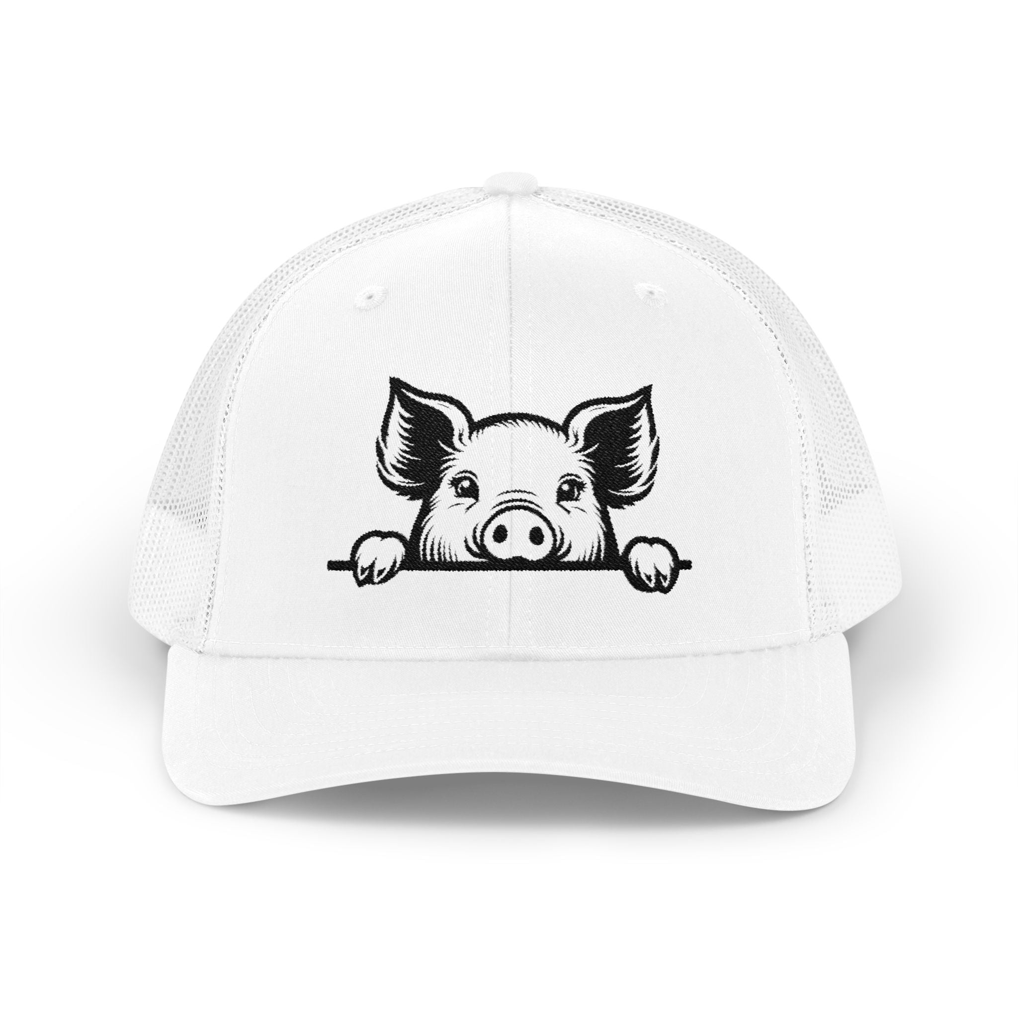 Peekaboo Pig Pink Trucker Hat | Farm Life Mesh Snapback Cap | Cute Pig Lover Hat | Cottagecore Farm Girl Hat | Homestead Animal Cap