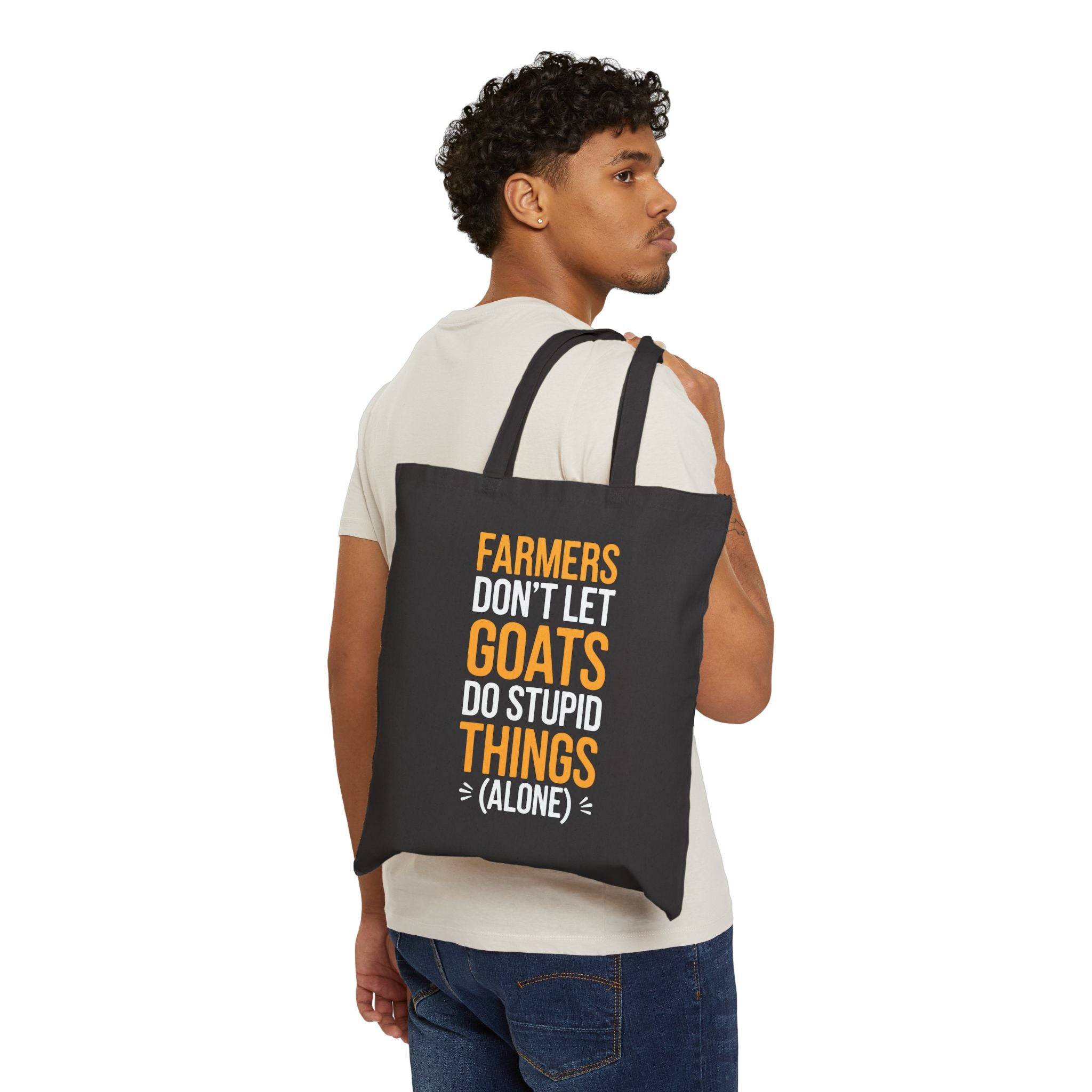 Farmers Don’t Let Goats Do Stupid Things Alone Tote Bag | Funny Goat Lover Canvas Bag | Farm Life Tote | Goat Farmer Gift | Gumpert Homestead
