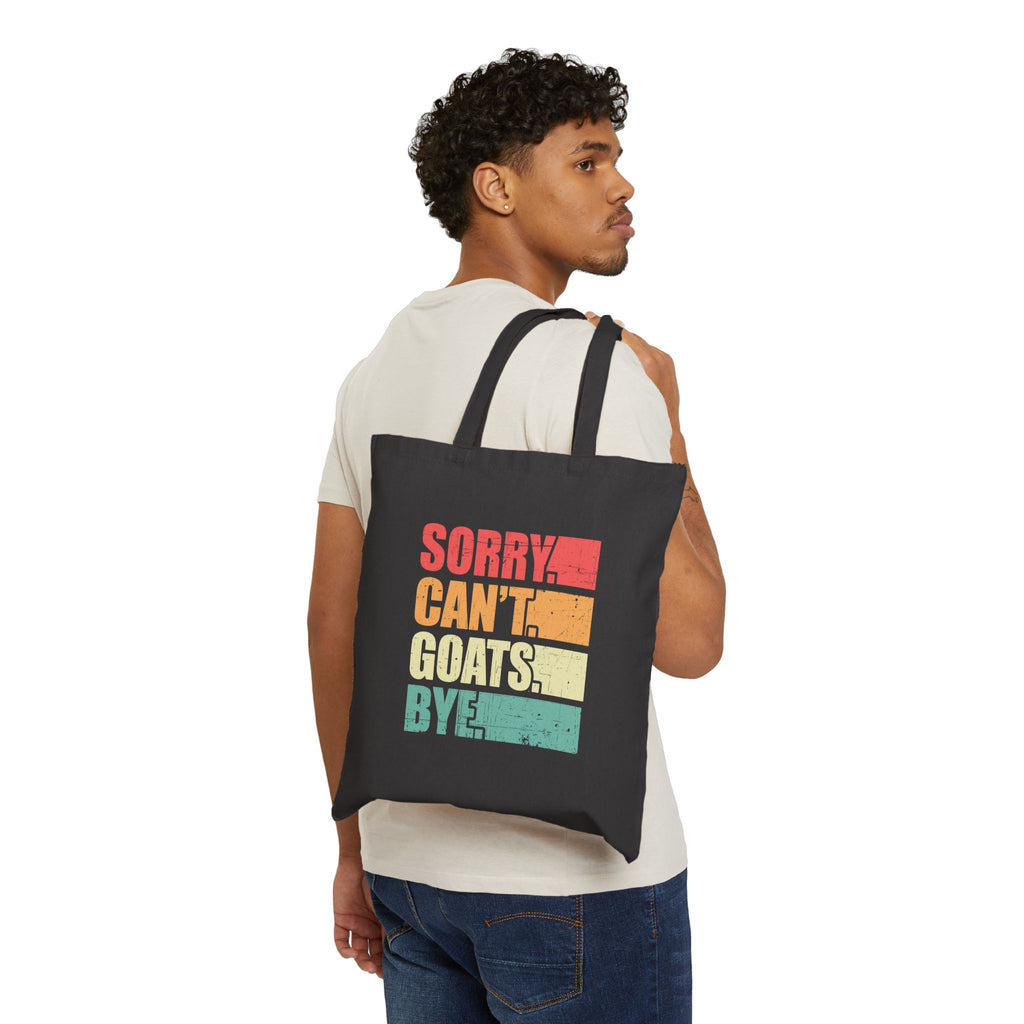 Sorry Can’t Goats Bye Canvas Tote Bag – Funny Goat Mom Market Bag, Farmhouse Homestead Reusable Tote