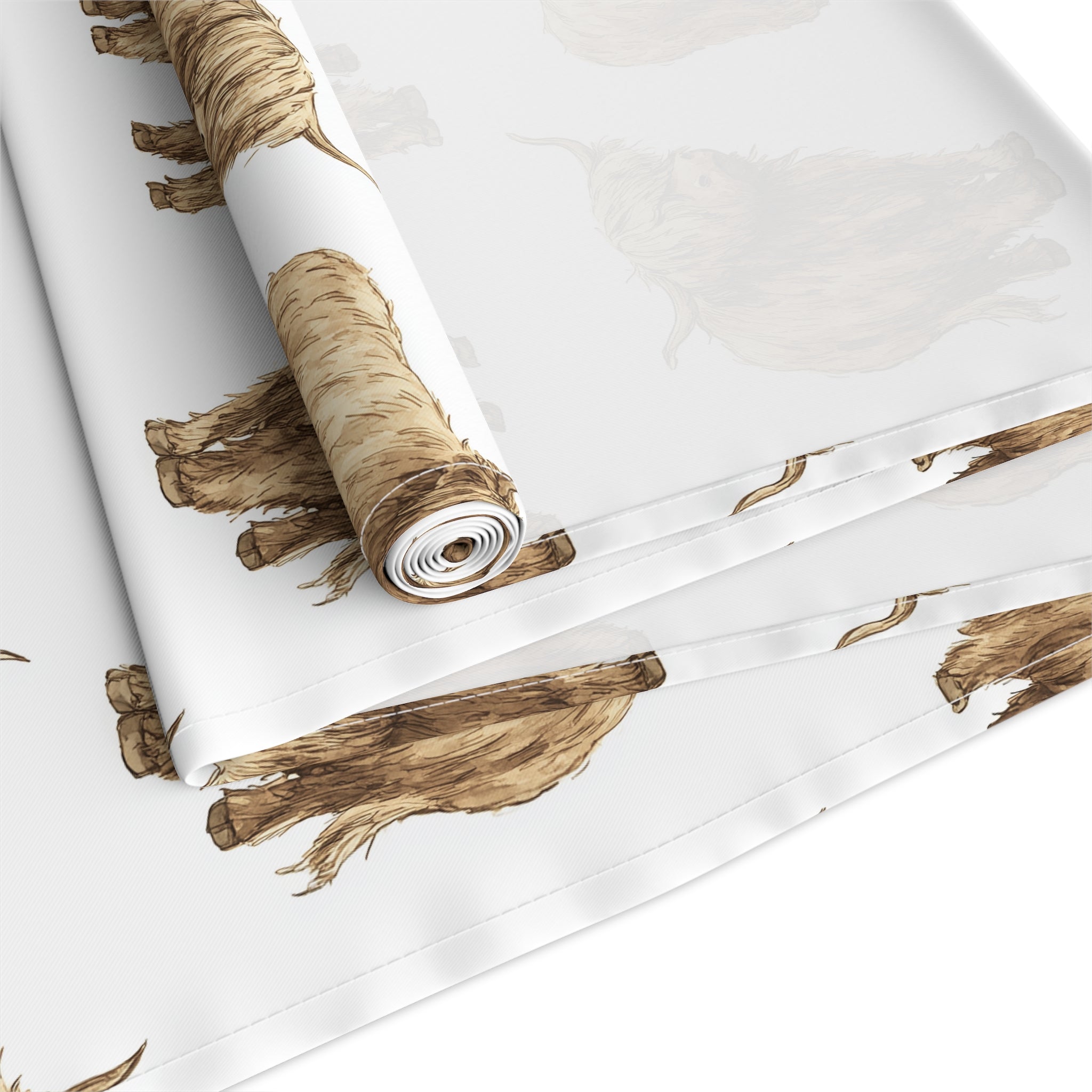 Highland Cow Farmhouse Table Runner | Rustic Farm Cattle Kitchen Decor | Country Cottagecore Dining Table Linen | Homestead Cow Table Decor