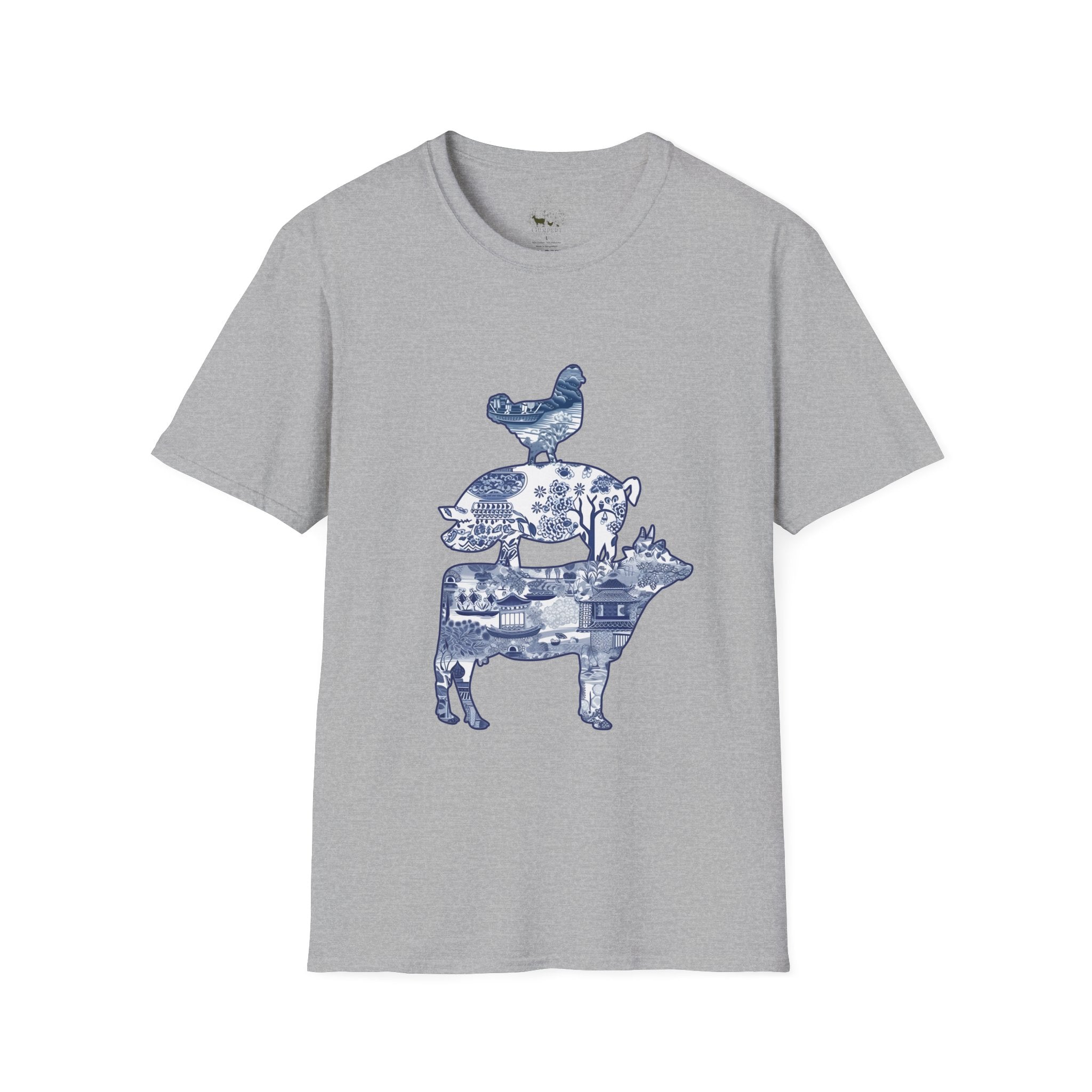 Floral Pig Stack T-Shirt – Cute Farm Pig Shirt, Cottagecore Pig Graphic Tee, Farm Life Animal Shirt, Homestead Apparel, Pig Lover Gift