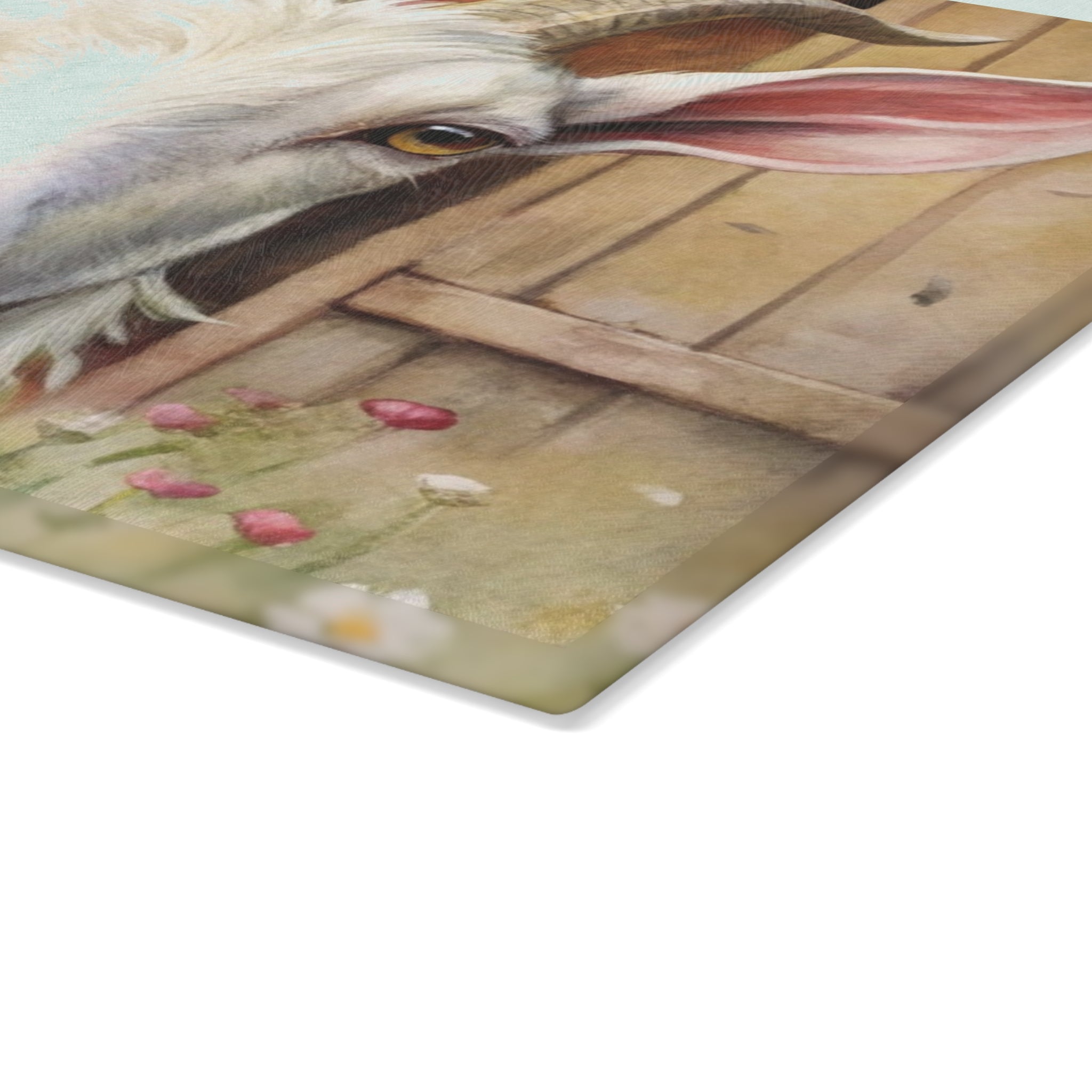 Farmhouse Goat Glass Cutting Board | Rustic Goat Kitchen Decor | Cottagecore Farm Animal Tempered Glass Cutting Board | Gumpert Homestead