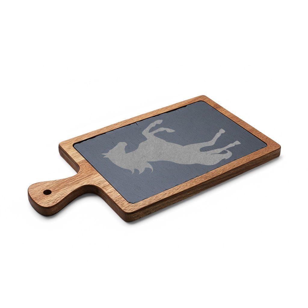 Horse Engraved Charcuterie Board Set | Slate Cheese Board with Knives | Farmhouse Equestrian Serving Board | Rustic Ranch Kitchen Gift