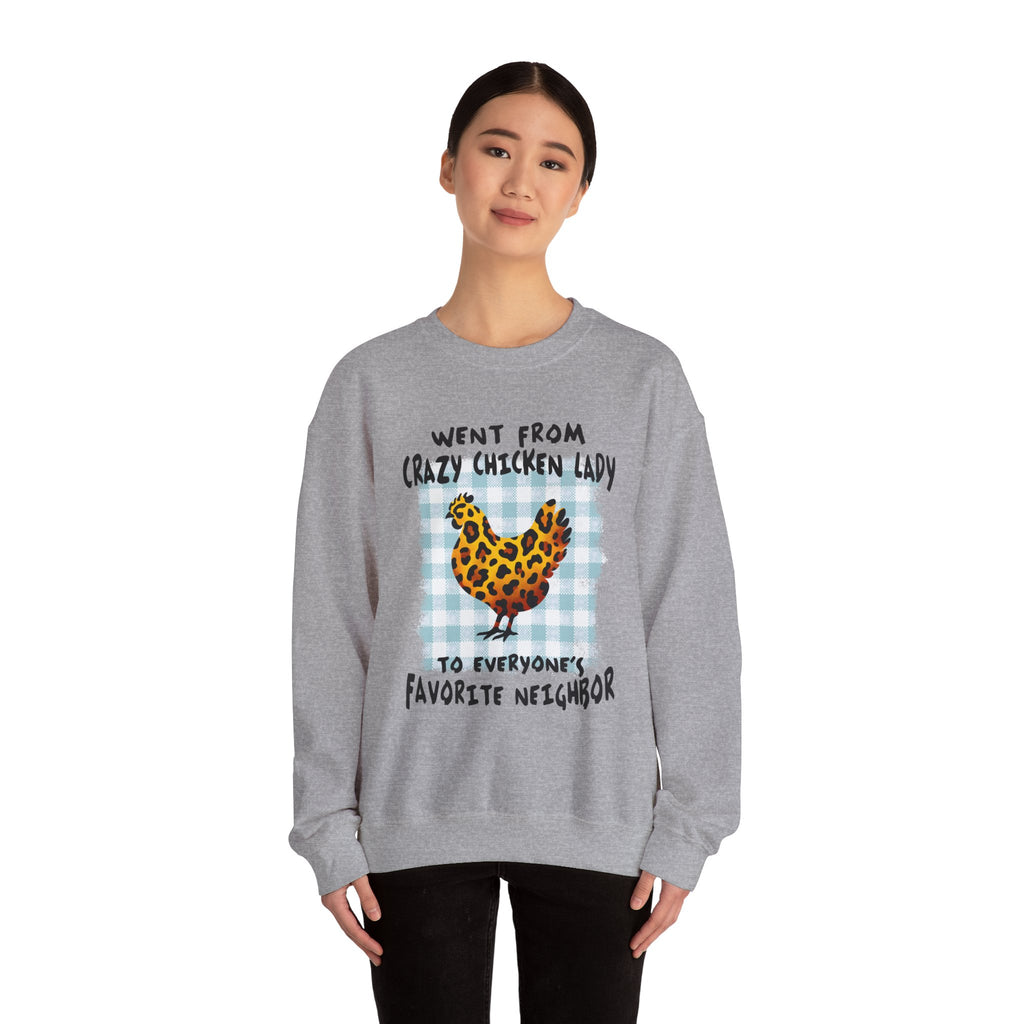 Went From Crazy Chicken Lady Sweatshirt – Funny Chicken Mom Crewneck, Farmhouse Homestead Neighbor Gift Pullover