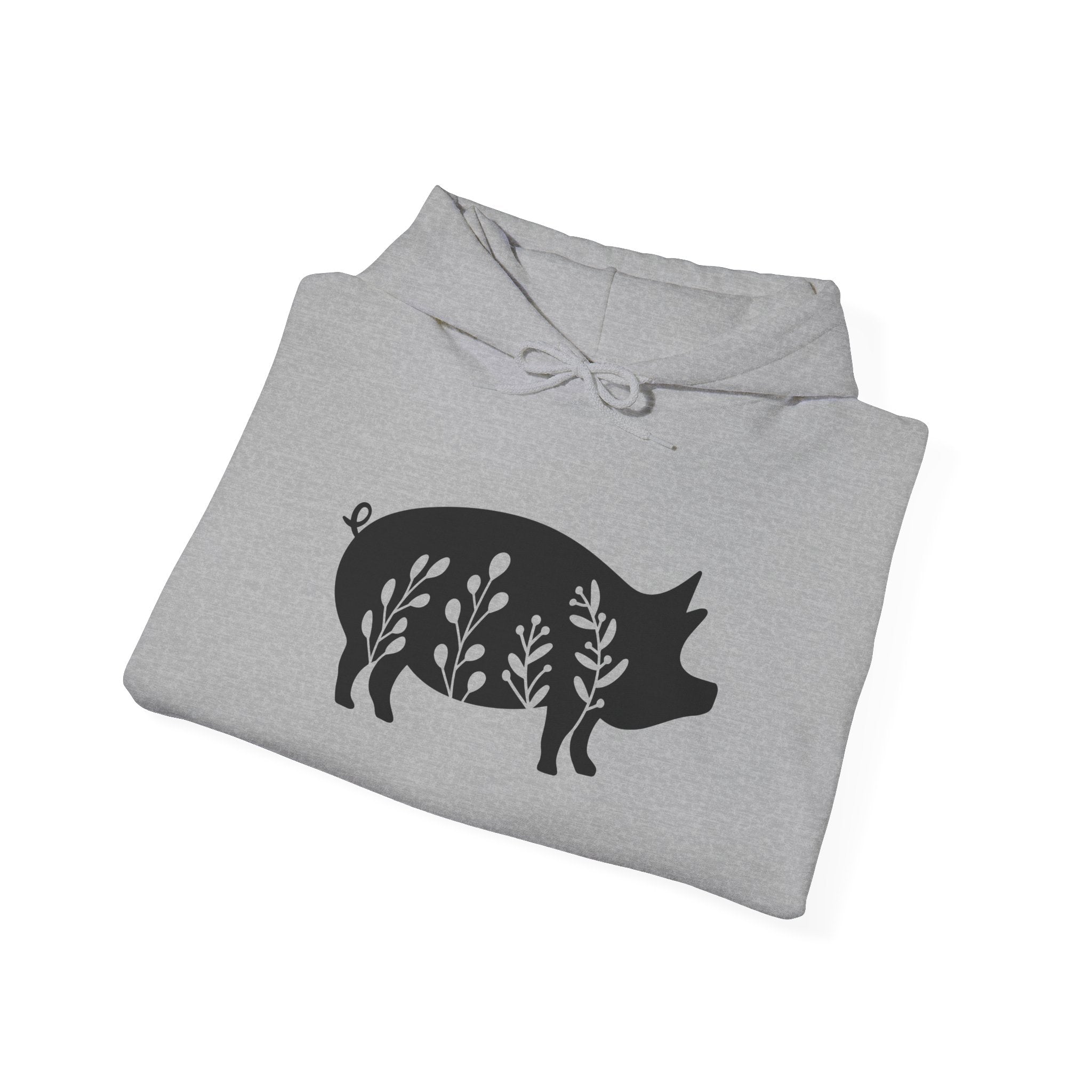 Floral Pig Silhouette Hoodie – Farm Life Sweatshirt, Pig Lover Pullover, Homestead Hoodie, Mini Pig Apparel, Farm Animal Hoodie, Country Living Unisex Hoodie