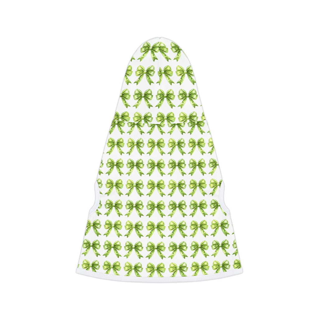 Green Coquette Bows Cute Pet Hoodie - Adorable Puppy Sweater, Small Dog Outfit, Furry Friend Gift, Pet Apparel, Animal Lover Present